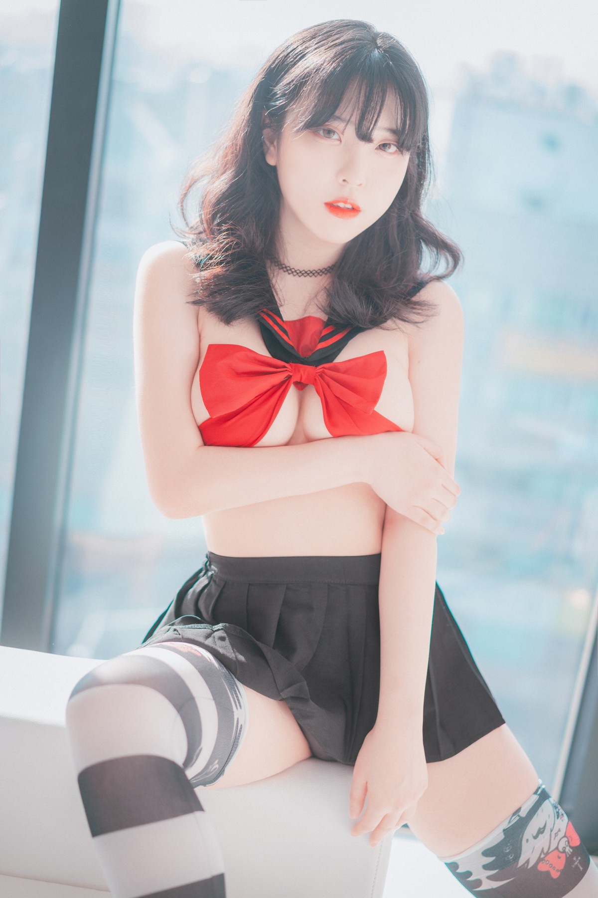 xgyw.top_[DJAWA]No.133_模特Song Hana_Ribboned Only主题超薄短裙露内裤秀翘臀诱惑写真63P