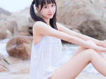 萌系大姐姐木绵绵OwO海边白色内衣主题沙滩性感内衣秀完美身材骚扰写真30P