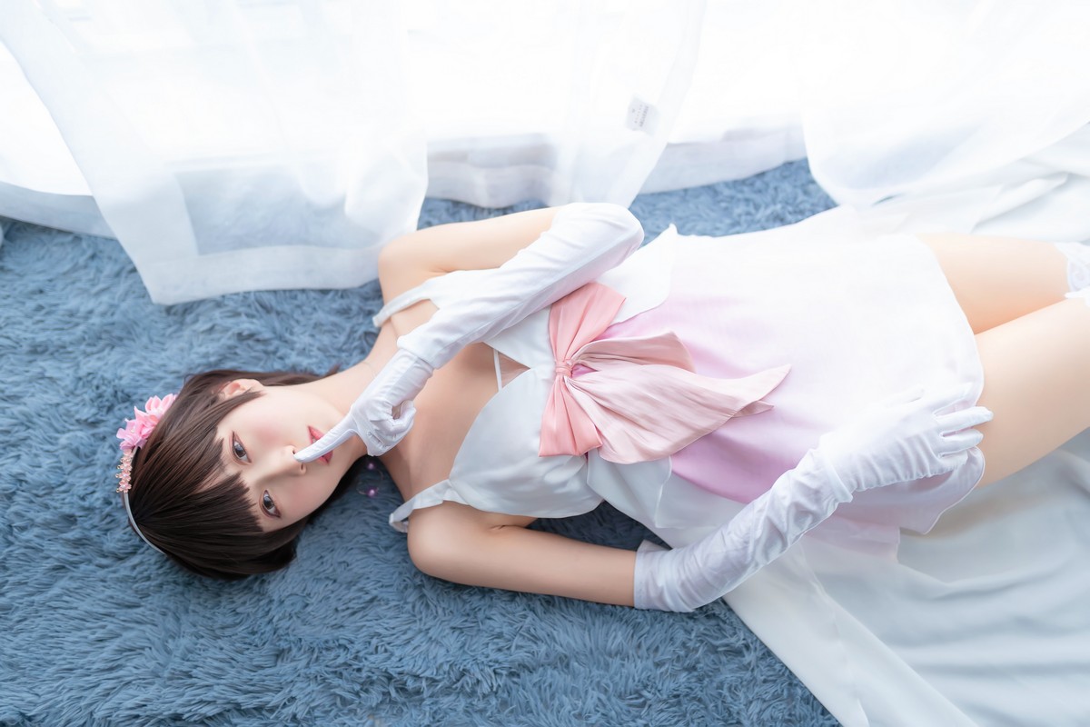 xgyw.top_萌系小姐姐木绵绵OwO加藤惠cos礼服主题私房性感礼服配白色蕾丝袜诱惑写真39P