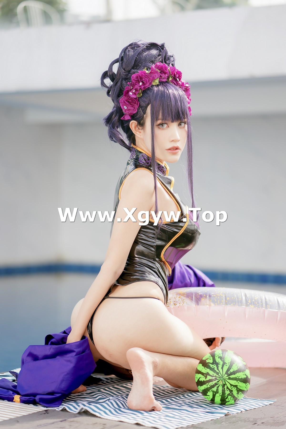 xgyw.top_网络美女PingPing紫式部泳装主题私房浴室黑色三点式内衣秀完美身材诱惑写真51P