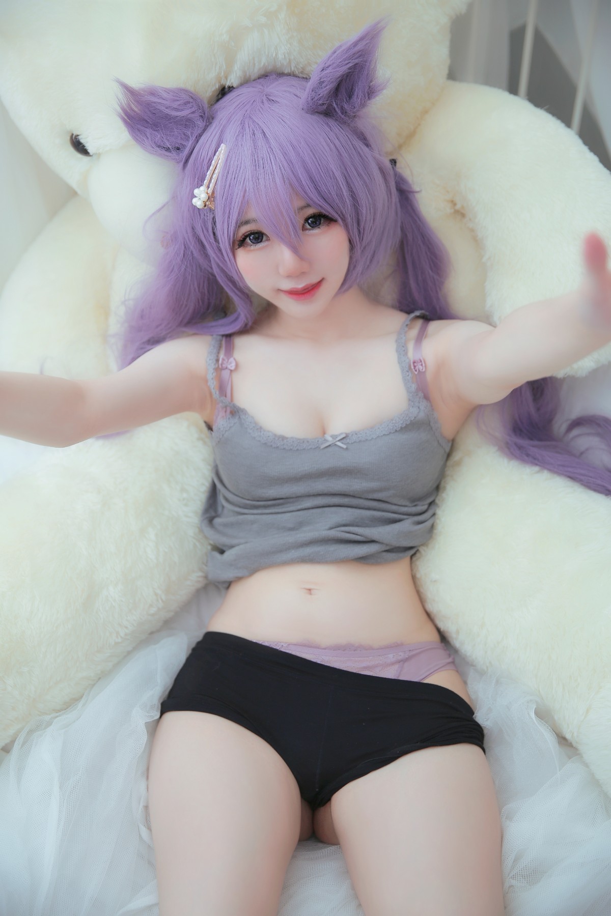 xgyw.top_Coser妹子Sally Dorasnow-Keqing Lingerie主题私房床上性感蕾丝内衣诱惑写真46P