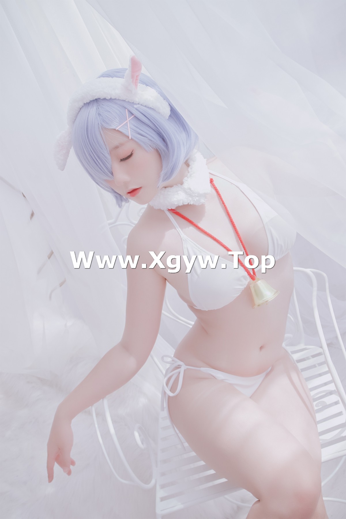 xgyw.top_越南小姐姐Messie Huang-Rem the sheep主题脱纯白服饰露性感内衣诱惑写真46P