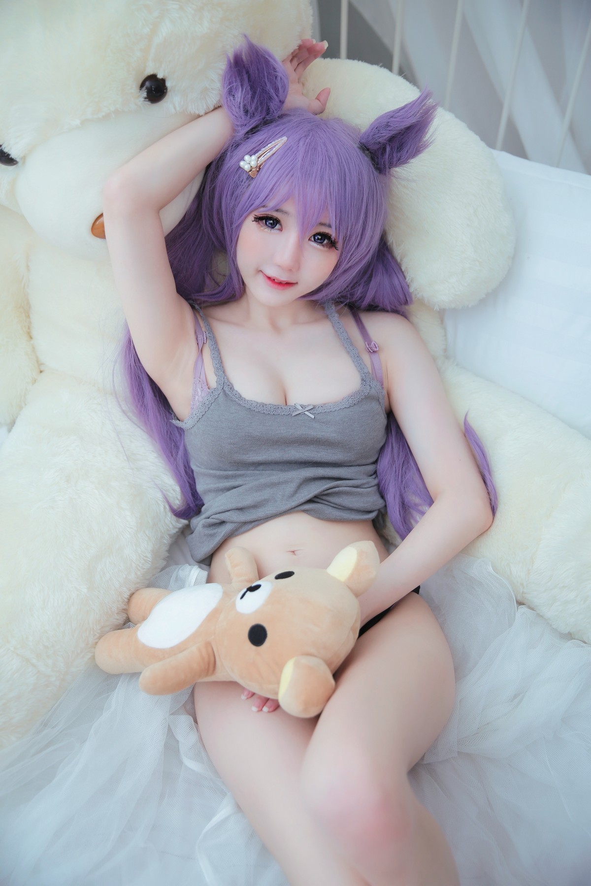 xgyw.top_Coser妹子Sally Dorasnow-Keqing Lingerie主题私房床上性感蕾丝内衣诱惑写真46P