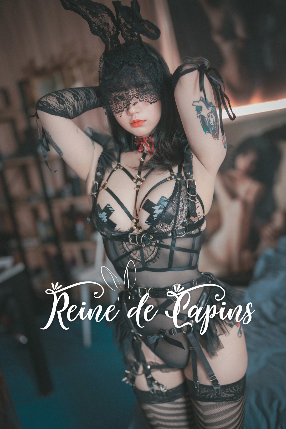xgyw.top_[DJAWA]No.150_模特Echi_Reine des Lapins主题黑色蕾丝兔女郎露豪乳遮点诱惑写真125P