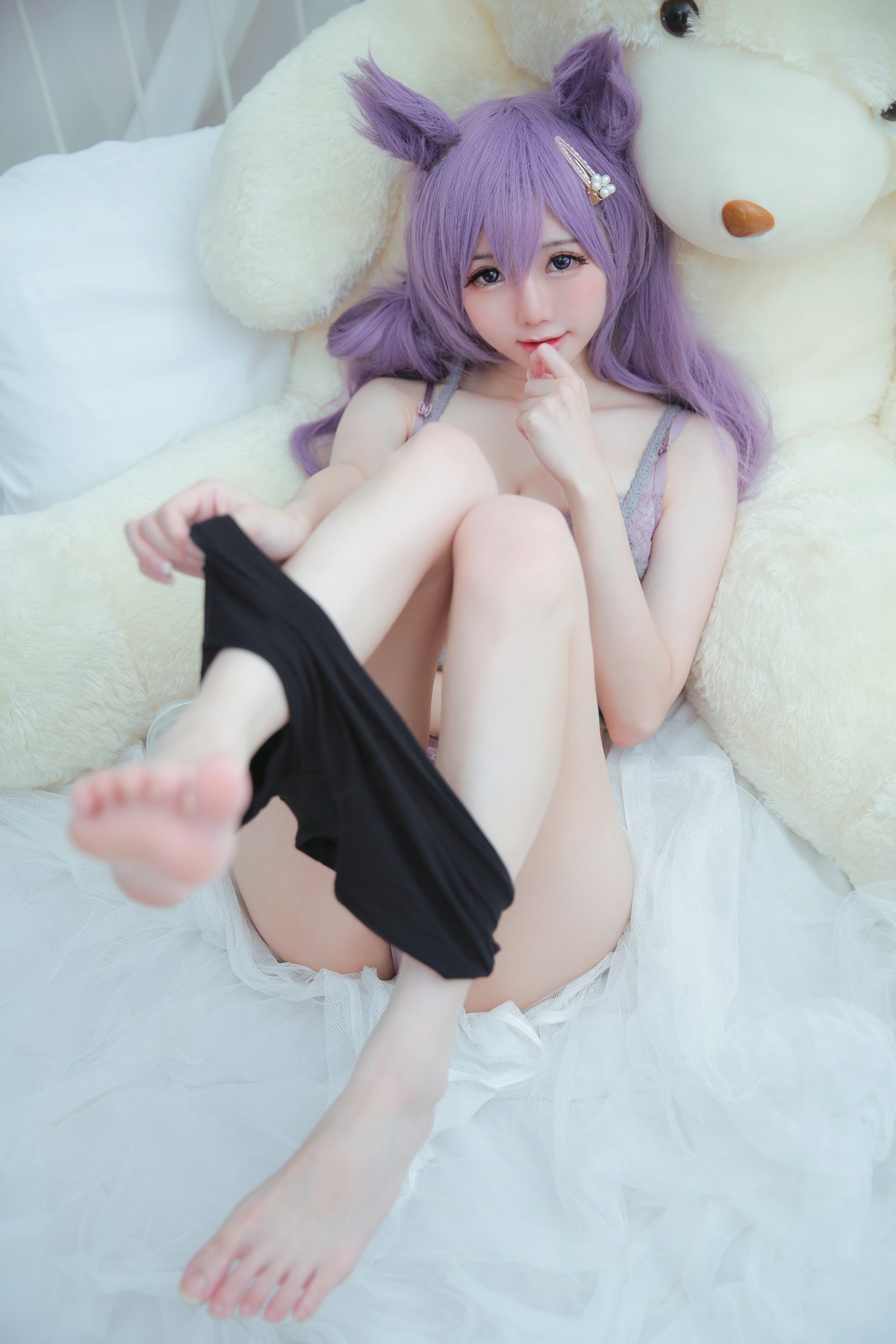 xgyw.top_Coser妹子Sally Dorasnow-Keqing Lingerie主题私房床上性感蕾丝内衣诱惑写真46P
