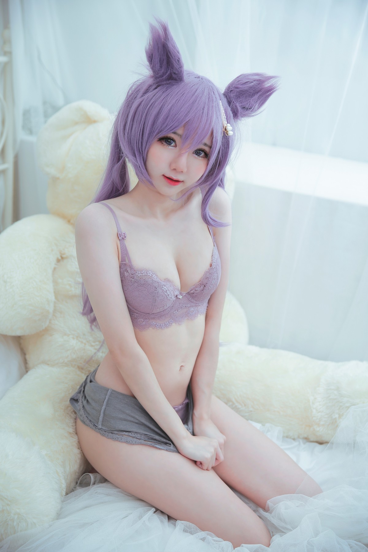 xgyw.top_Coser妹子Sally Dorasnow-Keqing Lingerie主题私房床上性感蕾丝内衣诱惑写真46P