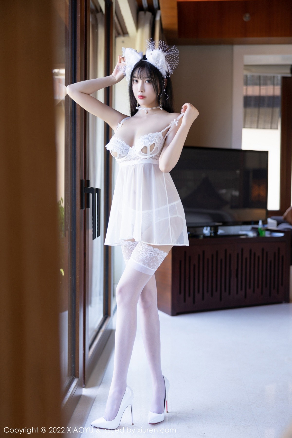 xgyw.top_[XiaoYu画语界]Vol.836_女神杨晨晨Yome户外淡蓝旗袍 室内轻透蕾丝睡衣惹火诱惑写真83P