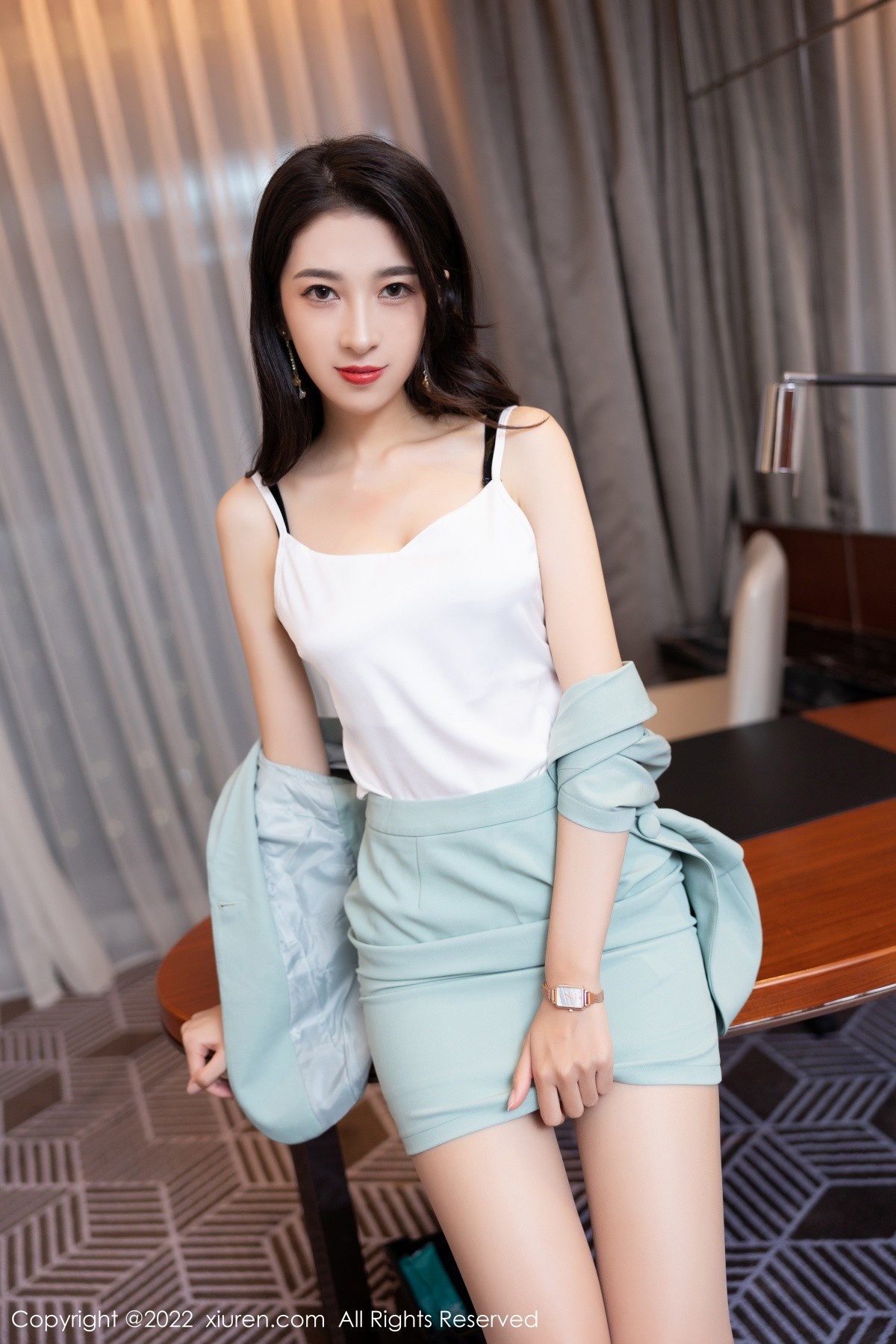 xgyw.top_XiuRen第5403期_模特林乐一私房脱性感蓝灰色套装露黑色内衣原色丝袜诱惑写真66P