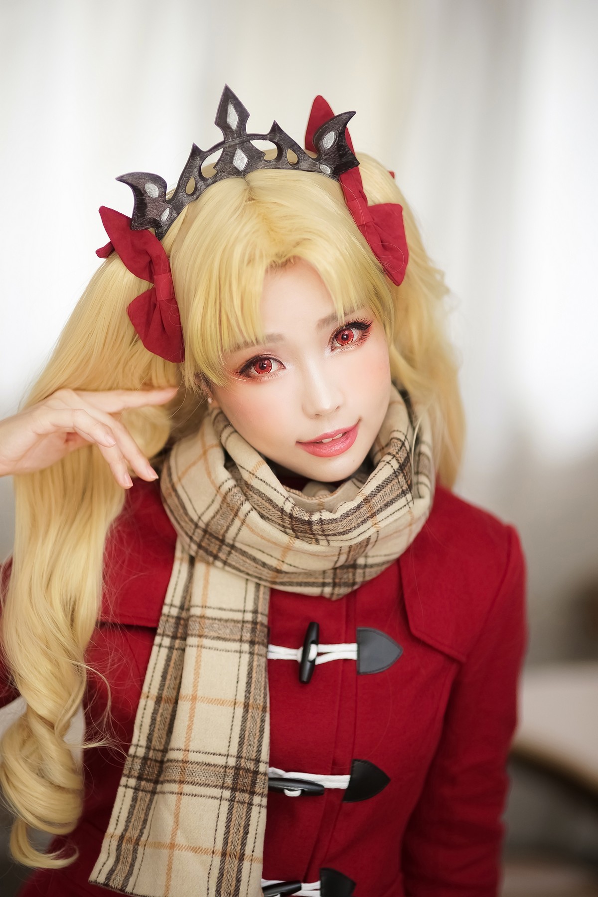 xgyw.top_Coser妹子Ely_eee远坂凛JK主题灰色格子裙下超薄黑丝裤袜秀美腿性感迷人写真57P