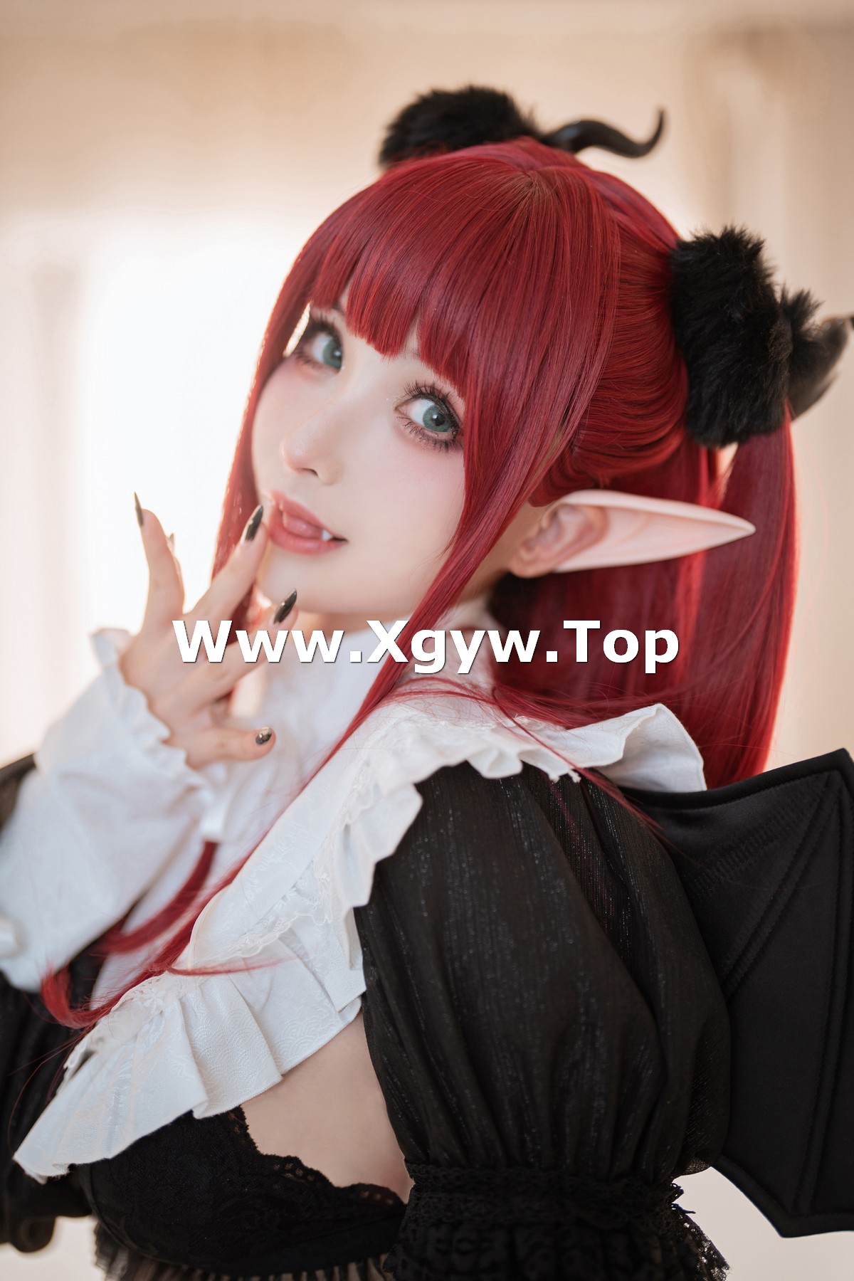 xgyw.top_网络美女rioko凉凉子喜多川海梦主题私房床上性感黑色蕾丝边内衣惹火诱惑写真48P