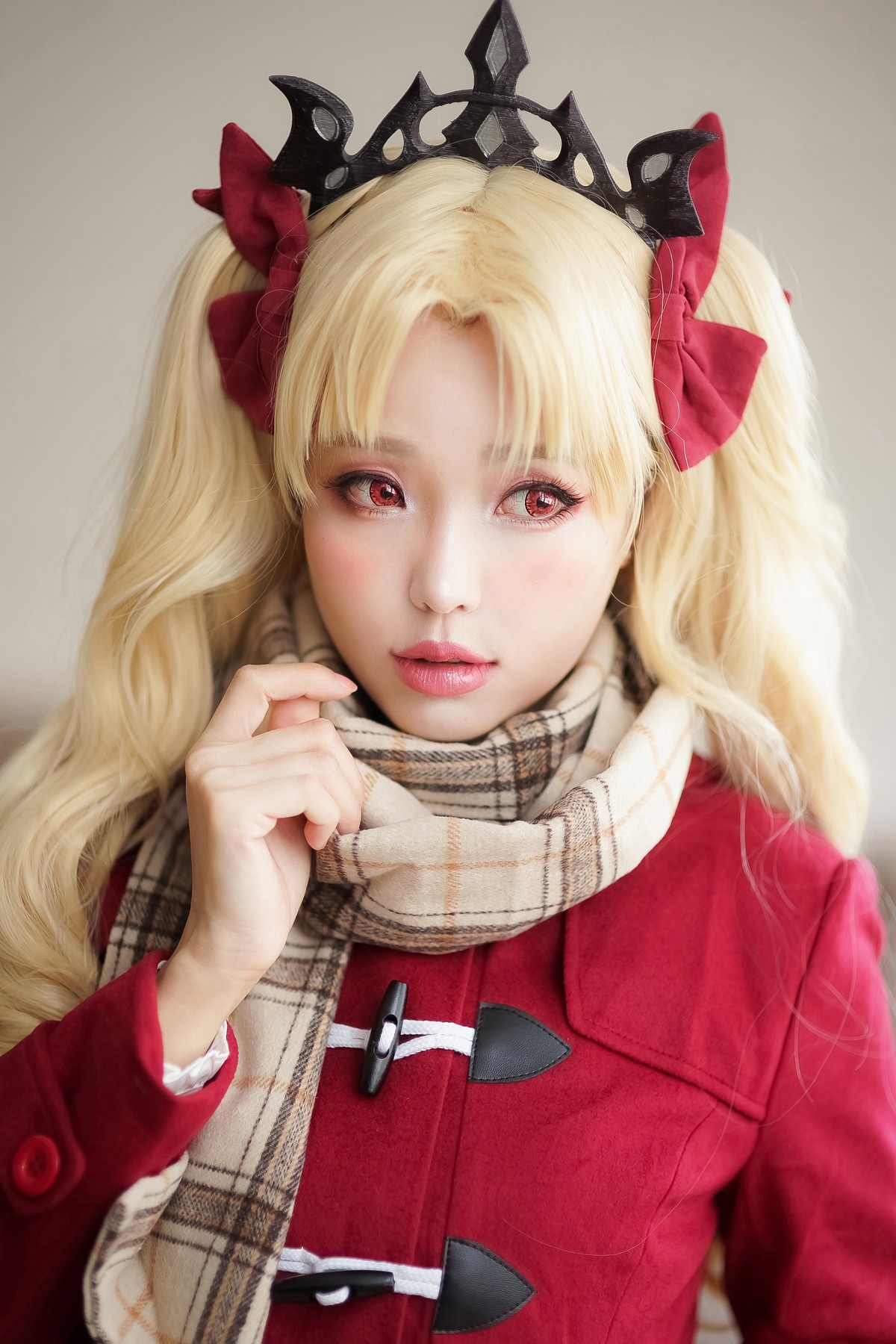 xgyw.top_Coser妹子Ely_eee远坂凛JK主题灰色格子裙下超薄黑丝裤袜秀美腿性感迷人写真57P