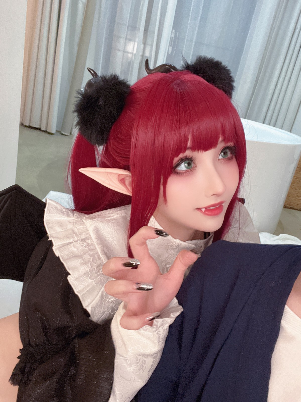 xgyw.top_网络美女rioko凉凉子喜多川海梦主题私房床上性感黑色蕾丝边内衣惹火诱惑写真48P