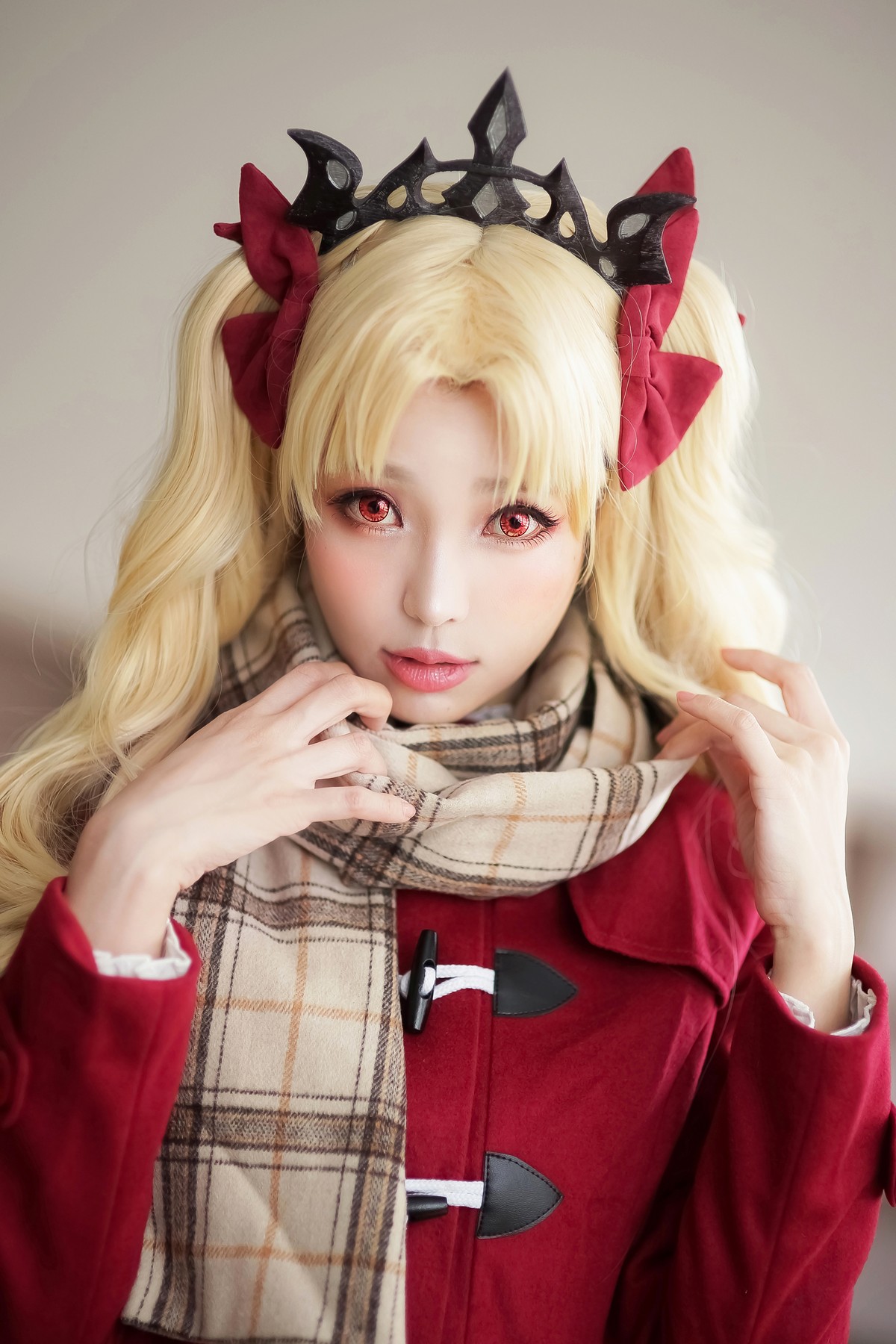 xgyw.top_Coser妹子Ely_eee远坂凛JK主题灰色格子裙下超薄黑丝裤袜秀美腿性感迷人写真57P