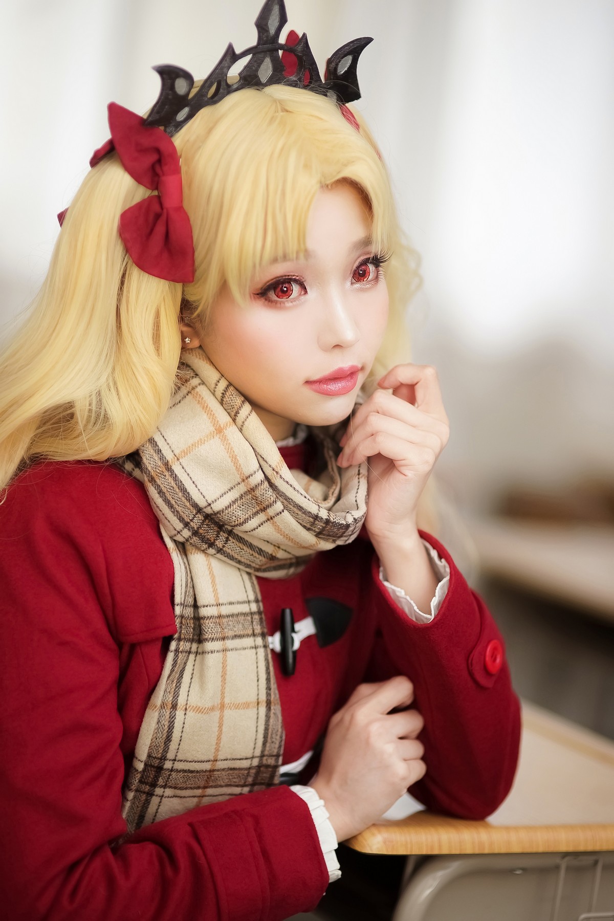 xgyw.top_Coser妹子Ely_eee远坂凛JK主题灰色格子裙下超薄黑丝裤袜秀美腿性感迷人写真57P