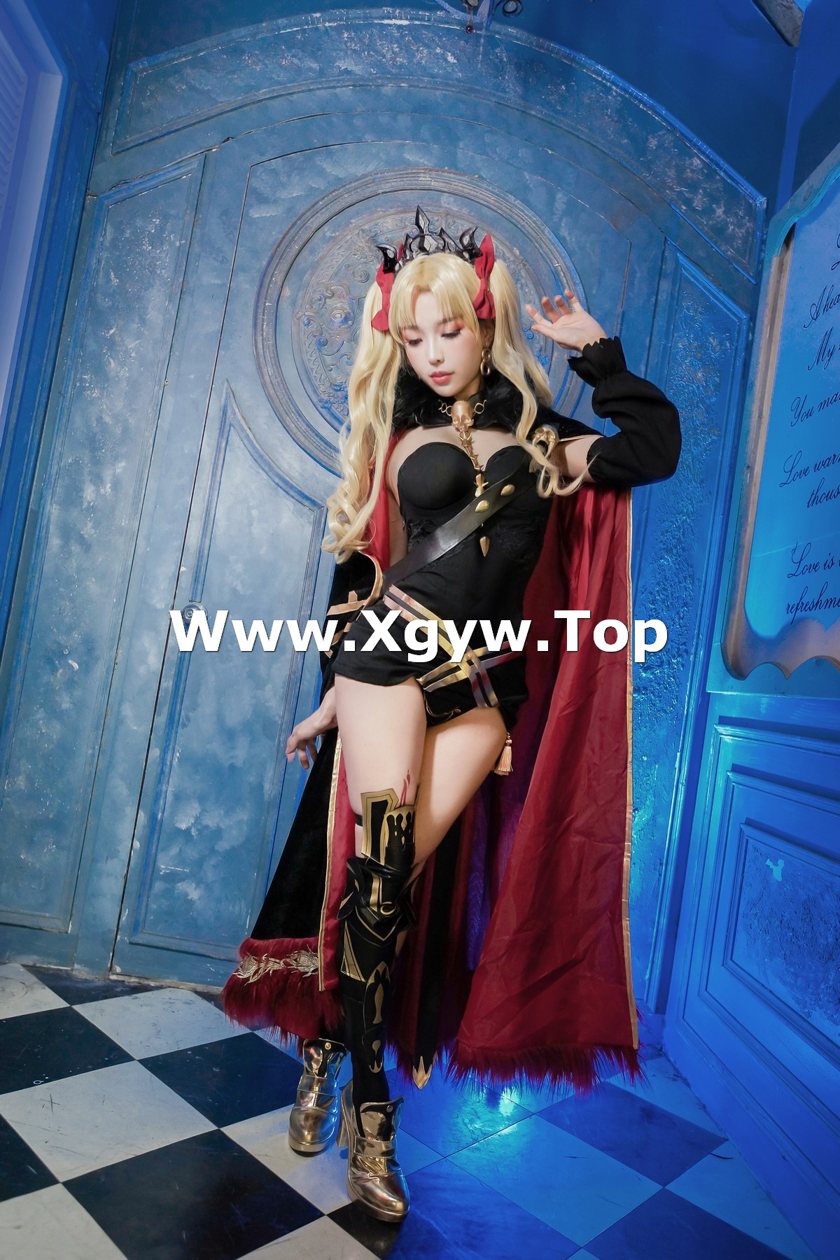 xgyw.top_Coser妹子Ely_eee远坂凛弓凛主题私房沙发上性感黑色低胸服饰迷人诱惑写真42P