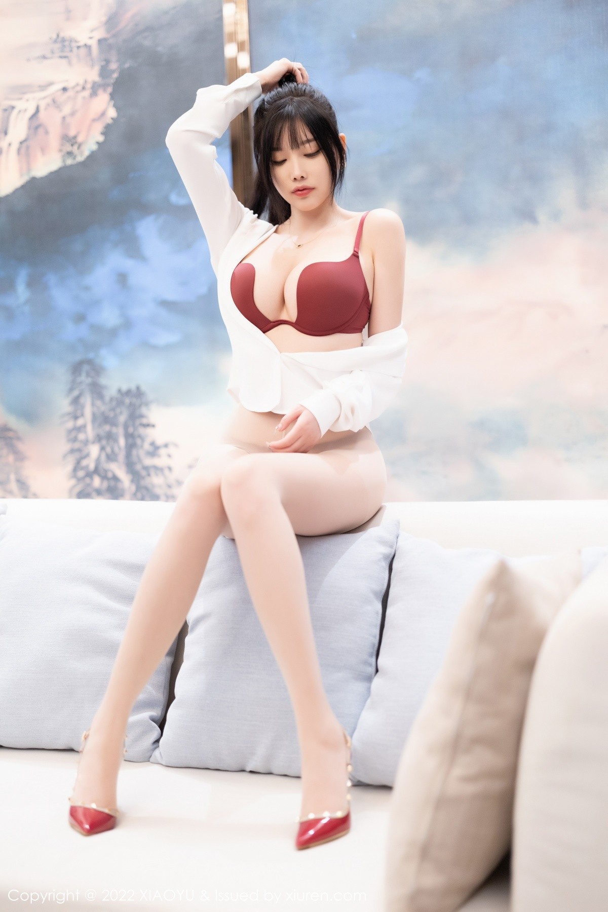 xgyw.top_[XiaoYu画语界]Vol.846_女神杨晨晨Yome性感白T配牛仔裤露红色内衣超薄肉丝诱惑写真85P