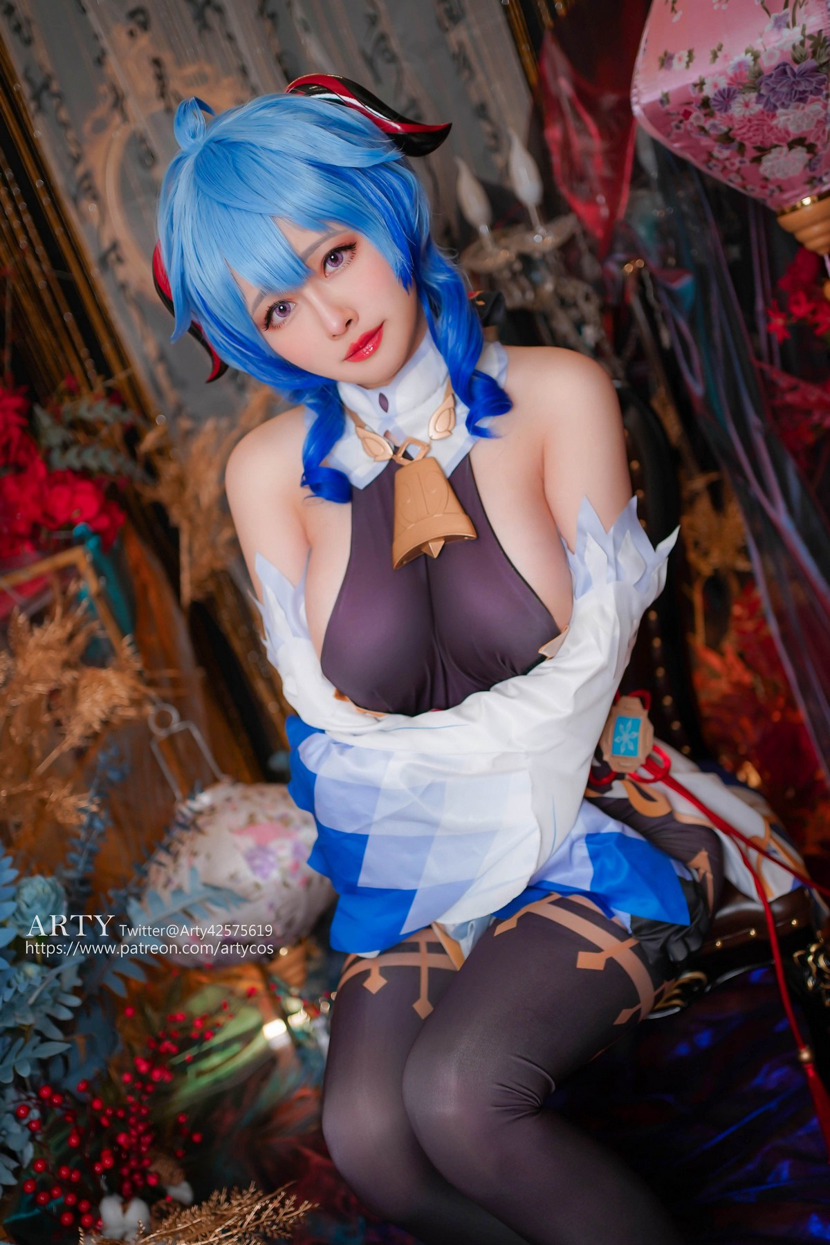 xgyw.top_Coser妹子Arty Huang-Genshin Ganyu主题私房性感紫色连体衣秀丰满身材诱惑写真57P