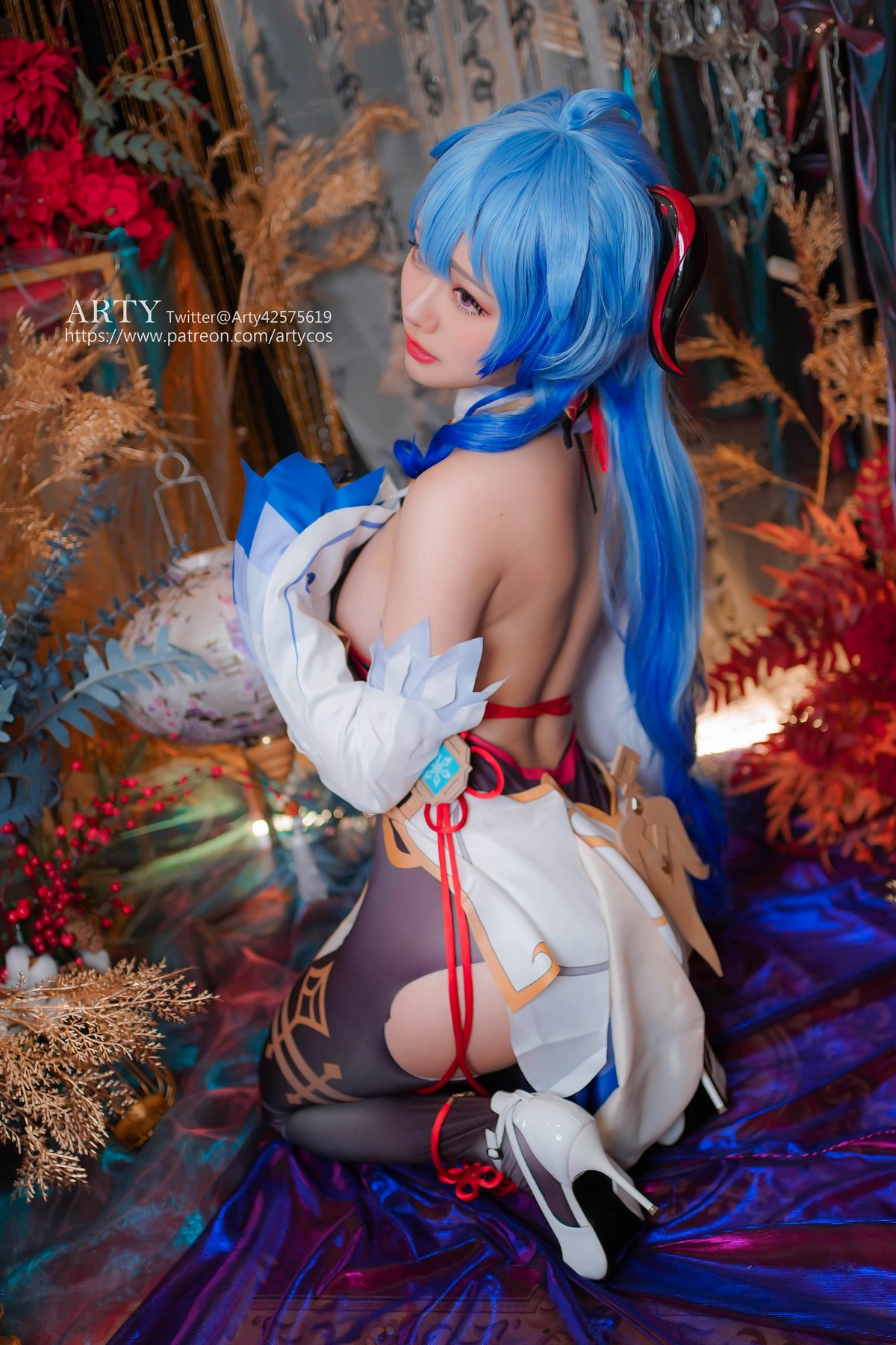 xgyw.top_Coser妹子Arty Huang-Genshin Ganyu主题私房性感紫色连体衣秀丰满身材诱惑写真57P