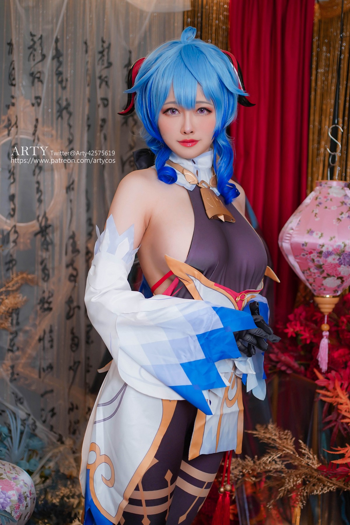 xgyw.top_Coser妹子Arty Huang-Genshin Ganyu主题私房性感紫色连体衣秀丰满身材诱惑写真57P