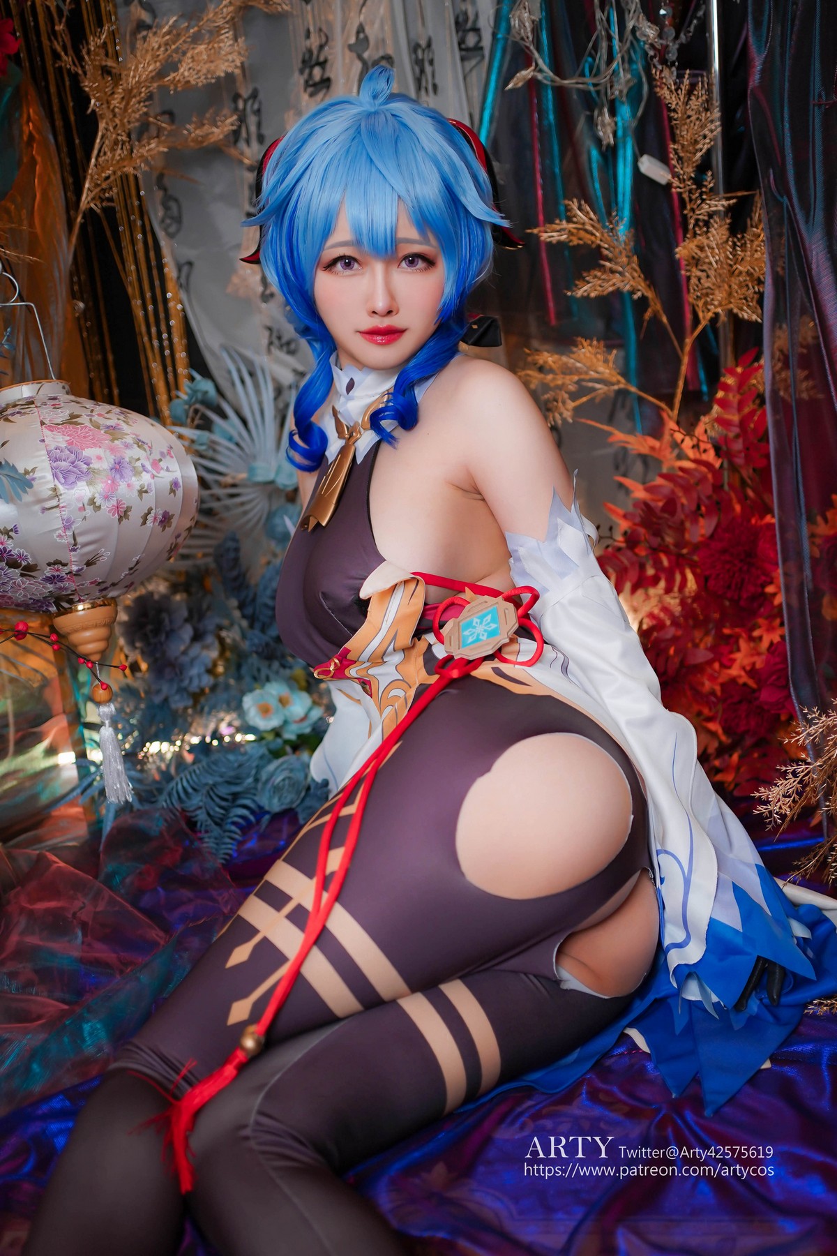xgyw.top_Coser妹子Arty Huang-Genshin Ganyu主题私房性感紫色连体衣秀丰满身材诱惑写真57P