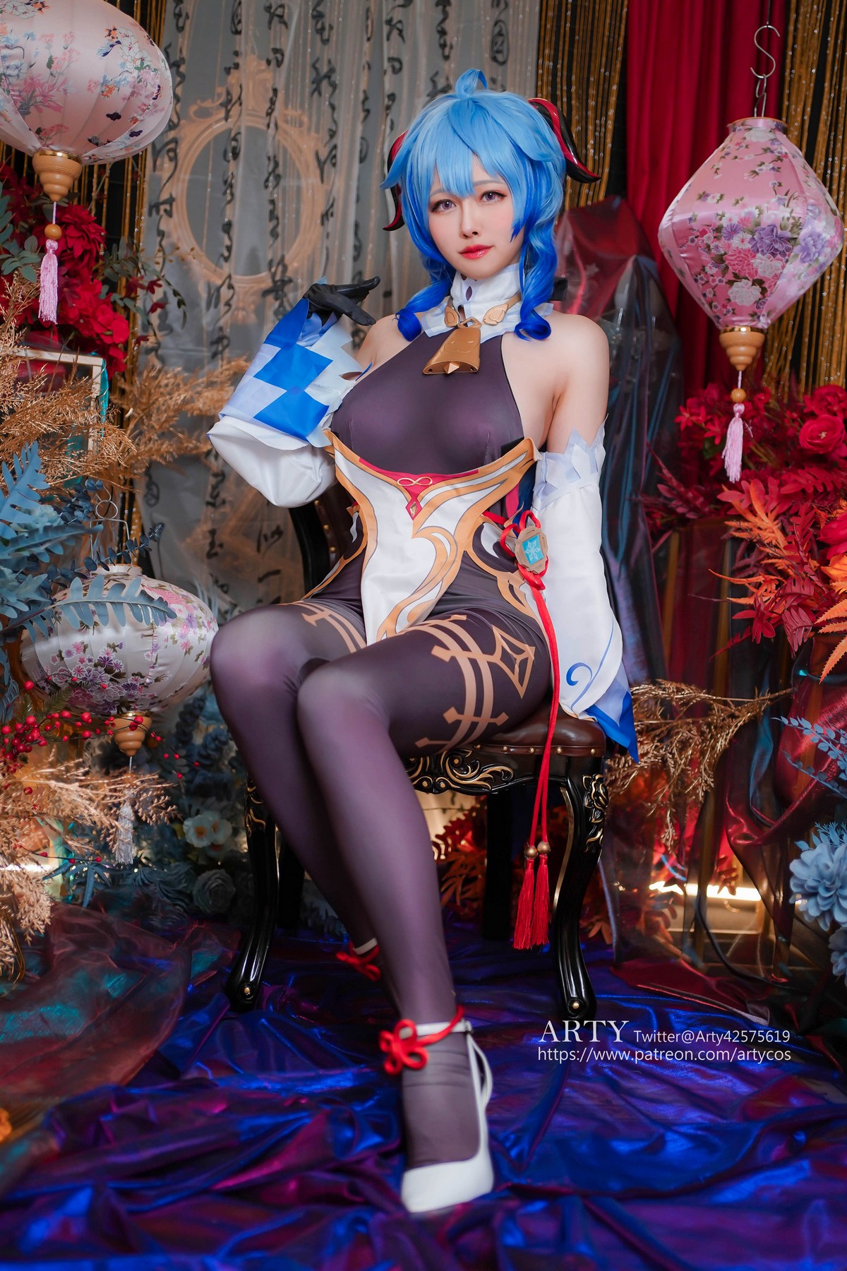 xgyw.top_Coser妹子Arty Huang-Genshin Ganyu主题私房性感紫色连体衣秀丰满身材诱惑写真57P