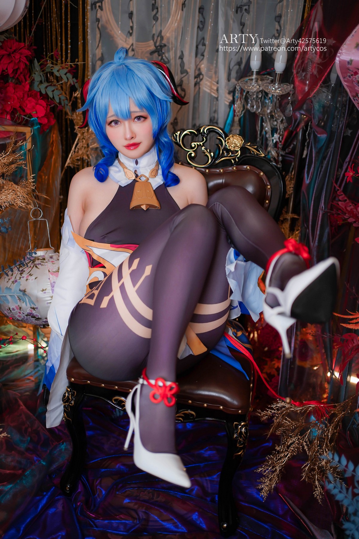 xgyw.top_Coser妹子Arty Huang-Genshin Ganyu主题私房性感紫色连体衣秀丰满身材诱惑写真57P