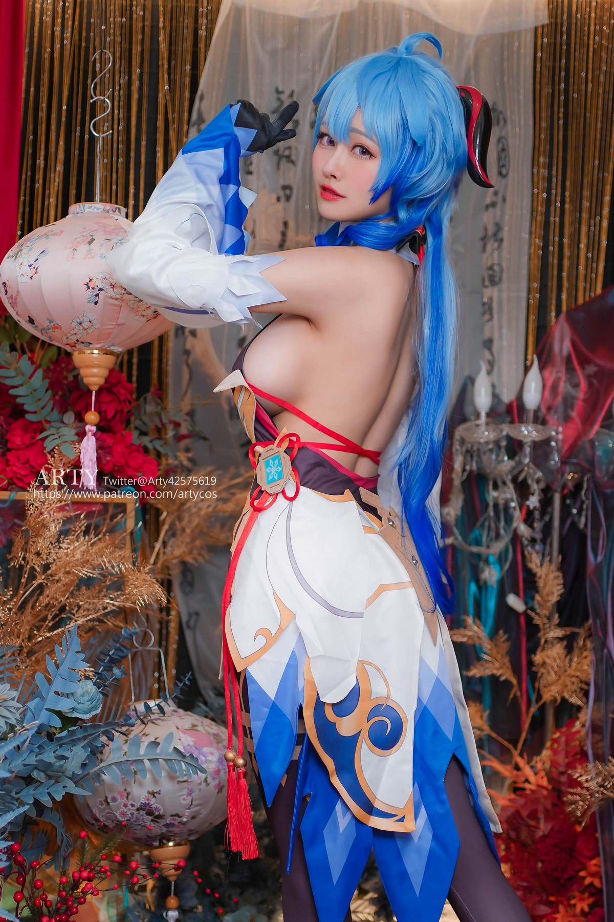 xgyw.top_Coser妹子Arty Huang-Genshin Ganyu主题私房性感紫色连体衣秀丰满身材诱惑写真57P