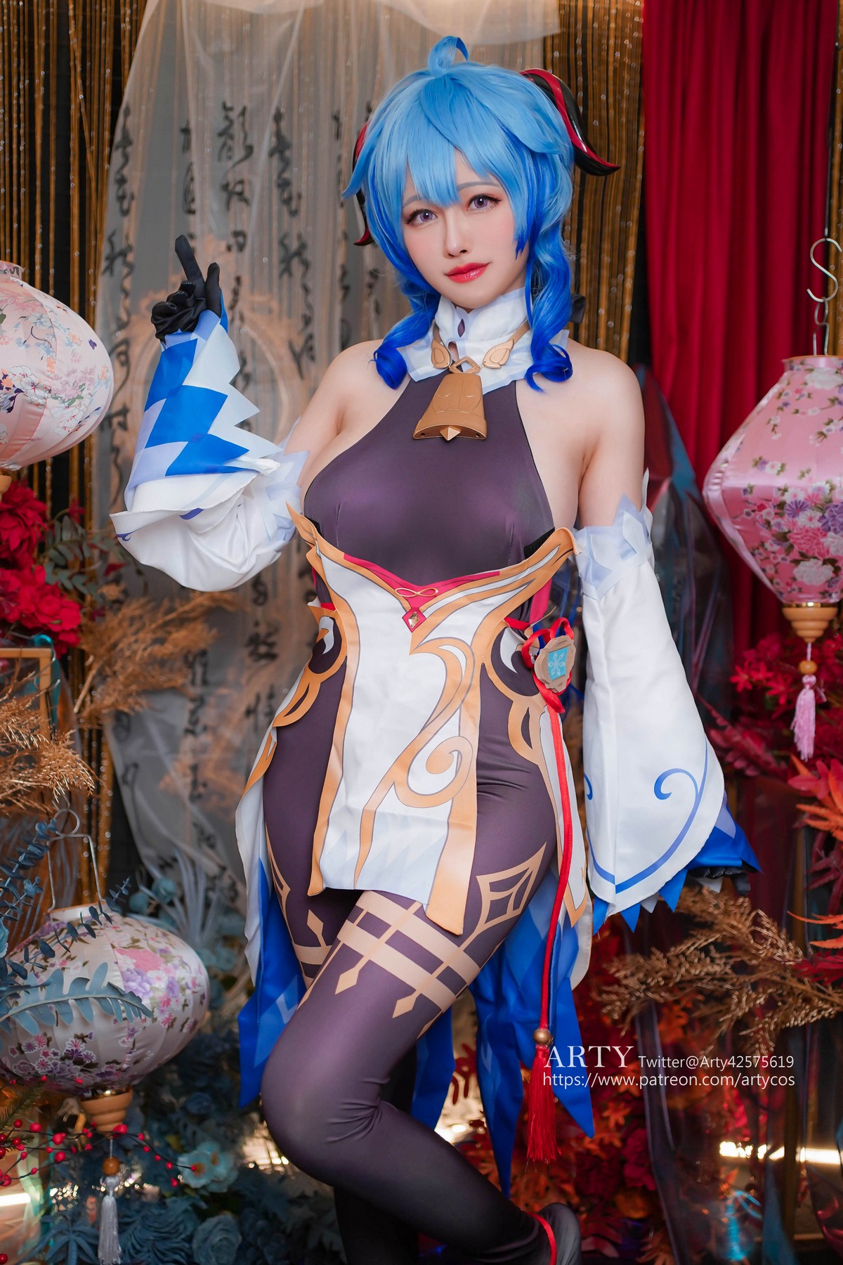 xgyw.top_Coser妹子Arty Huang-Genshin Ganyu主题私房性感紫色连体衣秀丰满身材诱惑写真57P