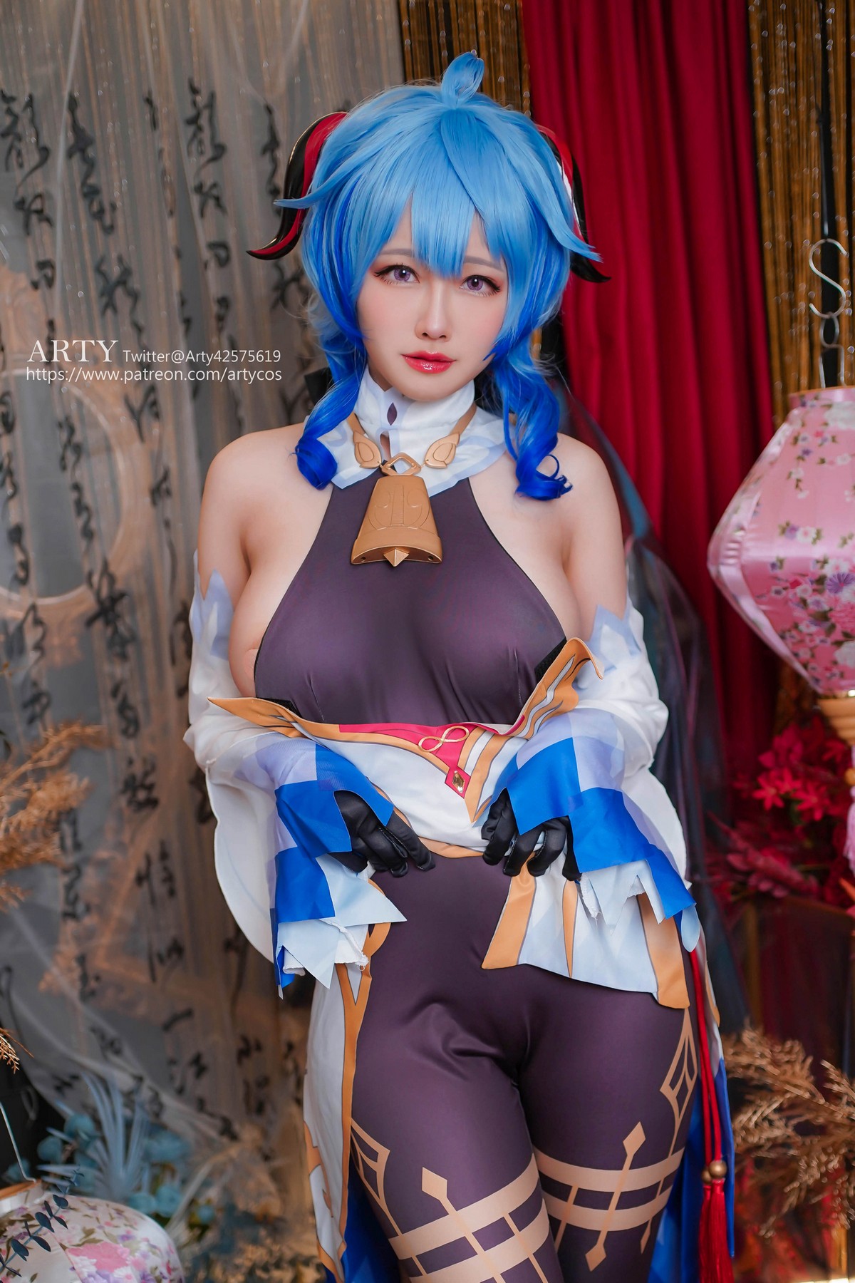 xgyw.top_Coser妹子Arty Huang-Genshin Ganyu主题私房性感紫色连体衣秀丰满身材诱惑写真57P