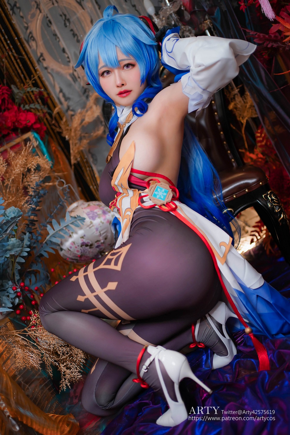 xgyw.top_Coser妹子Arty Huang-Genshin Ganyu主题私房性感紫色连体衣秀丰满身材诱惑写真57P