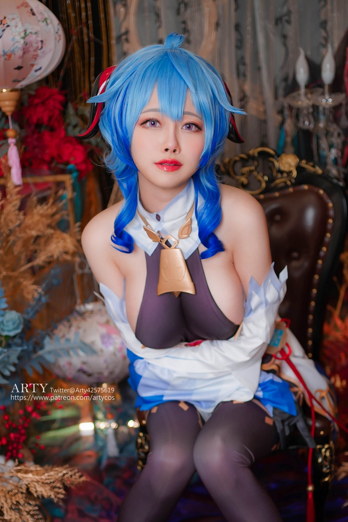 xgyw.top_Coser妹子Arty Huang-Genshin Ganyu主题私房性感紫色连体衣秀丰满身材诱惑写真57P