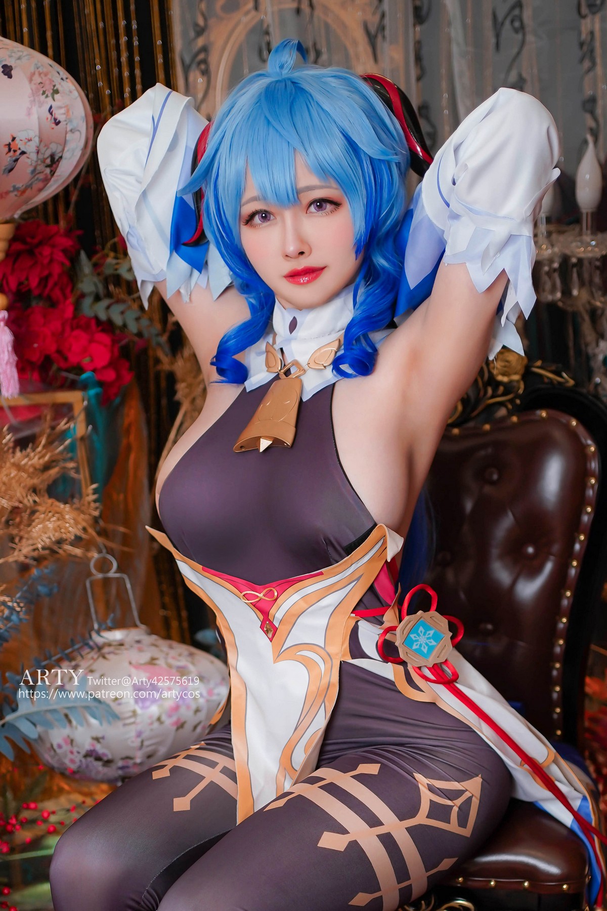 xgyw.top_Coser妹子Arty Huang-Genshin Ganyu主题私房性感紫色连体衣秀丰满身材诱惑写真57P