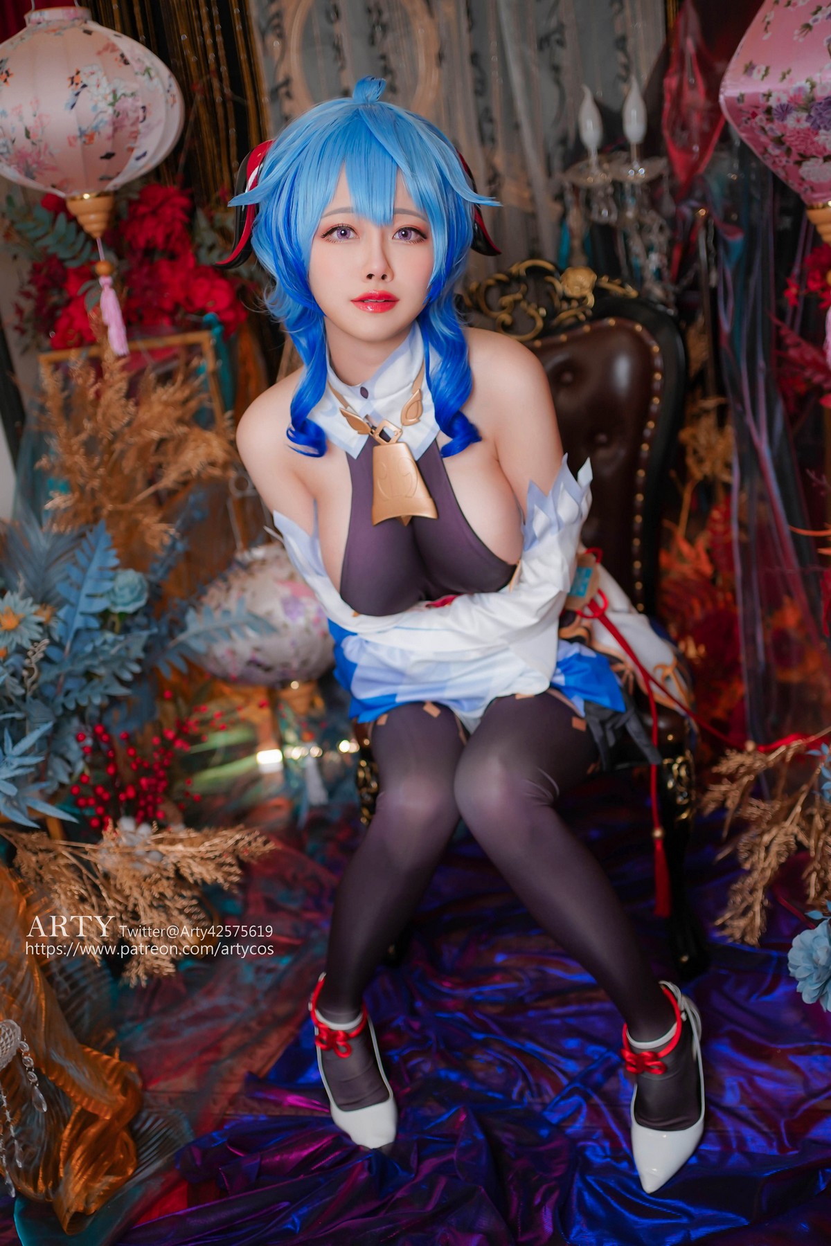 xgyw.top_Coser妹子Arty Huang-Genshin Ganyu主题私房性感紫色连体衣秀丰满身材诱惑写真57P