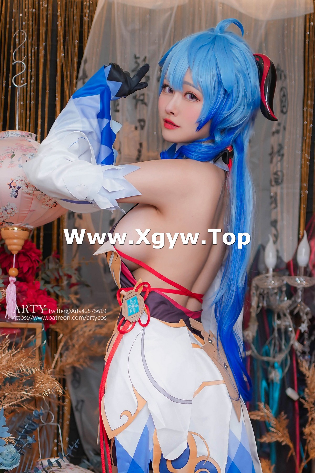 xgyw.top_Coser妹子Arty Huang-Genshin Ganyu主题私房性感紫色连体衣秀丰满身材诱惑写真57P