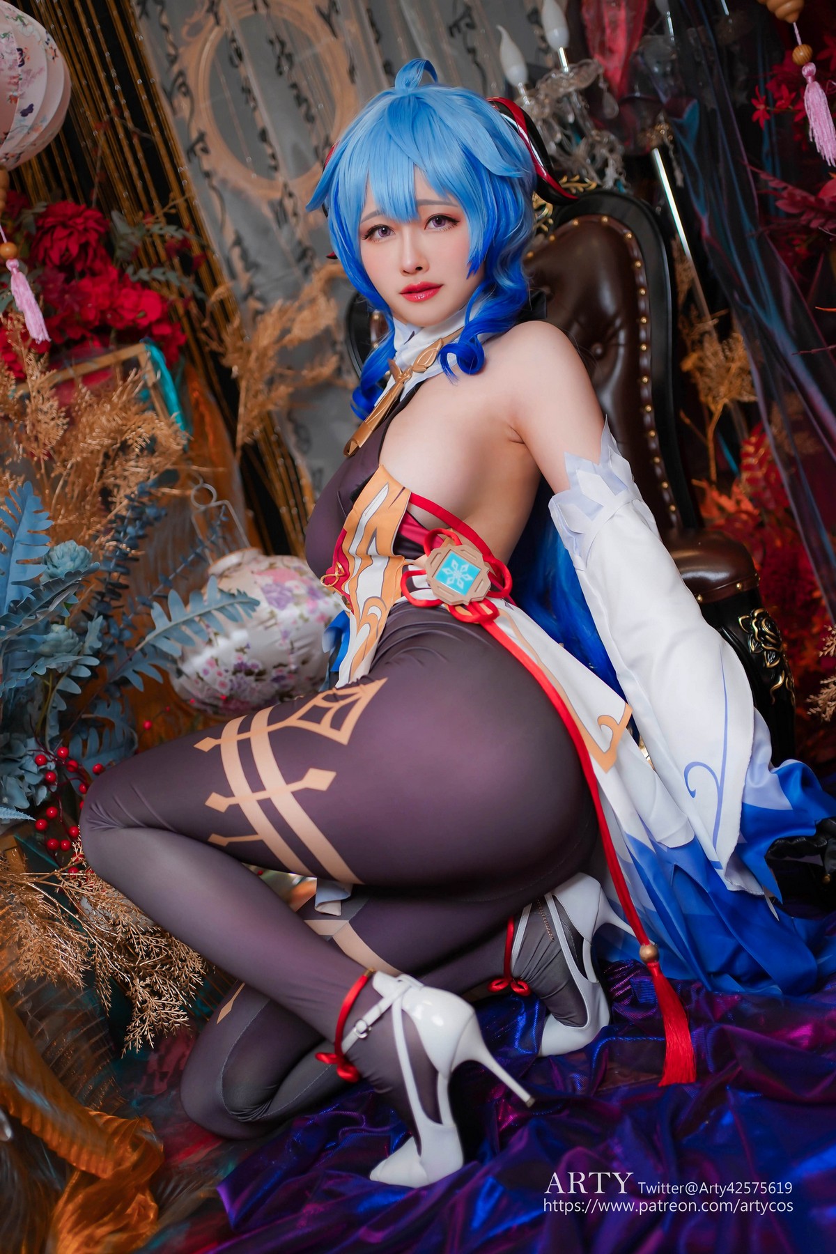 xgyw.top_Coser妹子Arty Huang-Genshin Ganyu主题私房性感紫色连体衣秀丰满身材诱惑写真57P