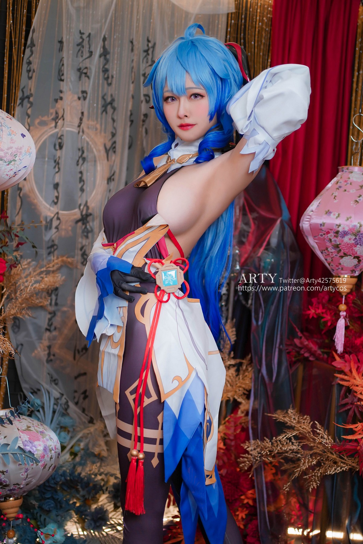 xgyw.top_Coser妹子Arty Huang-Genshin Ganyu主题私房性感紫色连体衣秀丰满身材诱惑写真57P