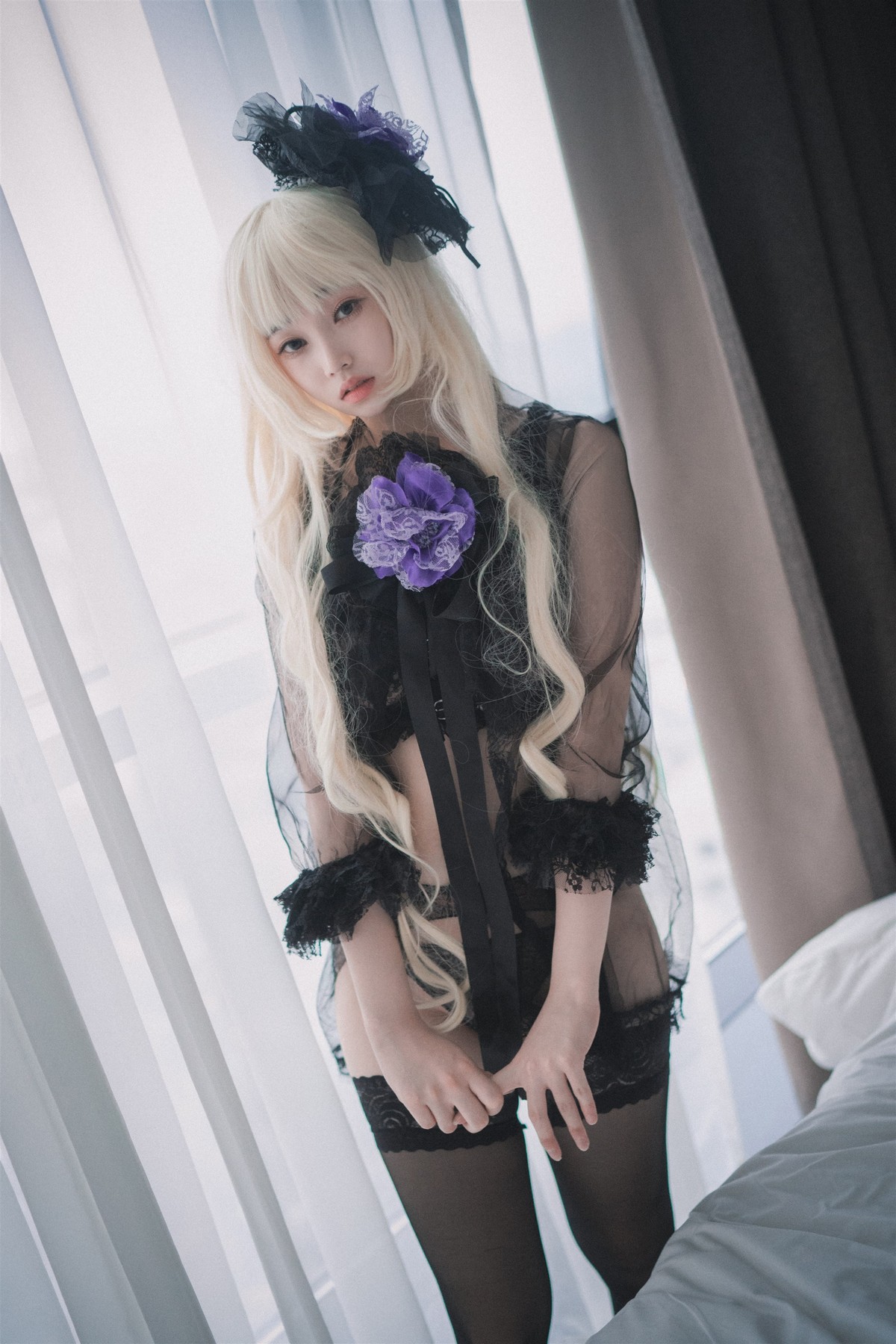 xgyw.top_[DJAWA]No.195_BamBi_Rita the Paradise Expulsion主题黑色内衣配蕾丝吊袜诱惑写真82P