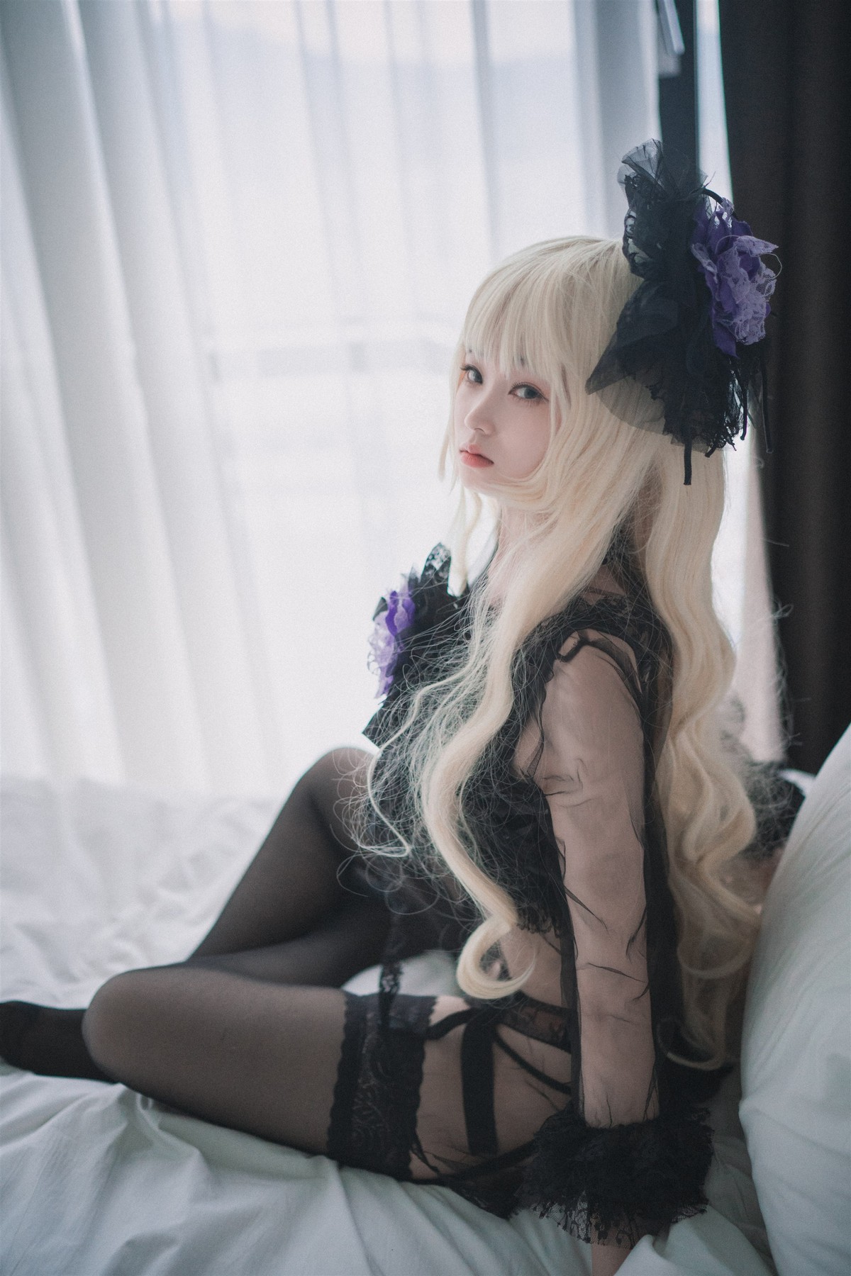 xgyw.top_[DJAWA]No.195_BamBi_Rita the Paradise Expulsion主题黑色内衣配蕾丝吊袜诱惑写真82P