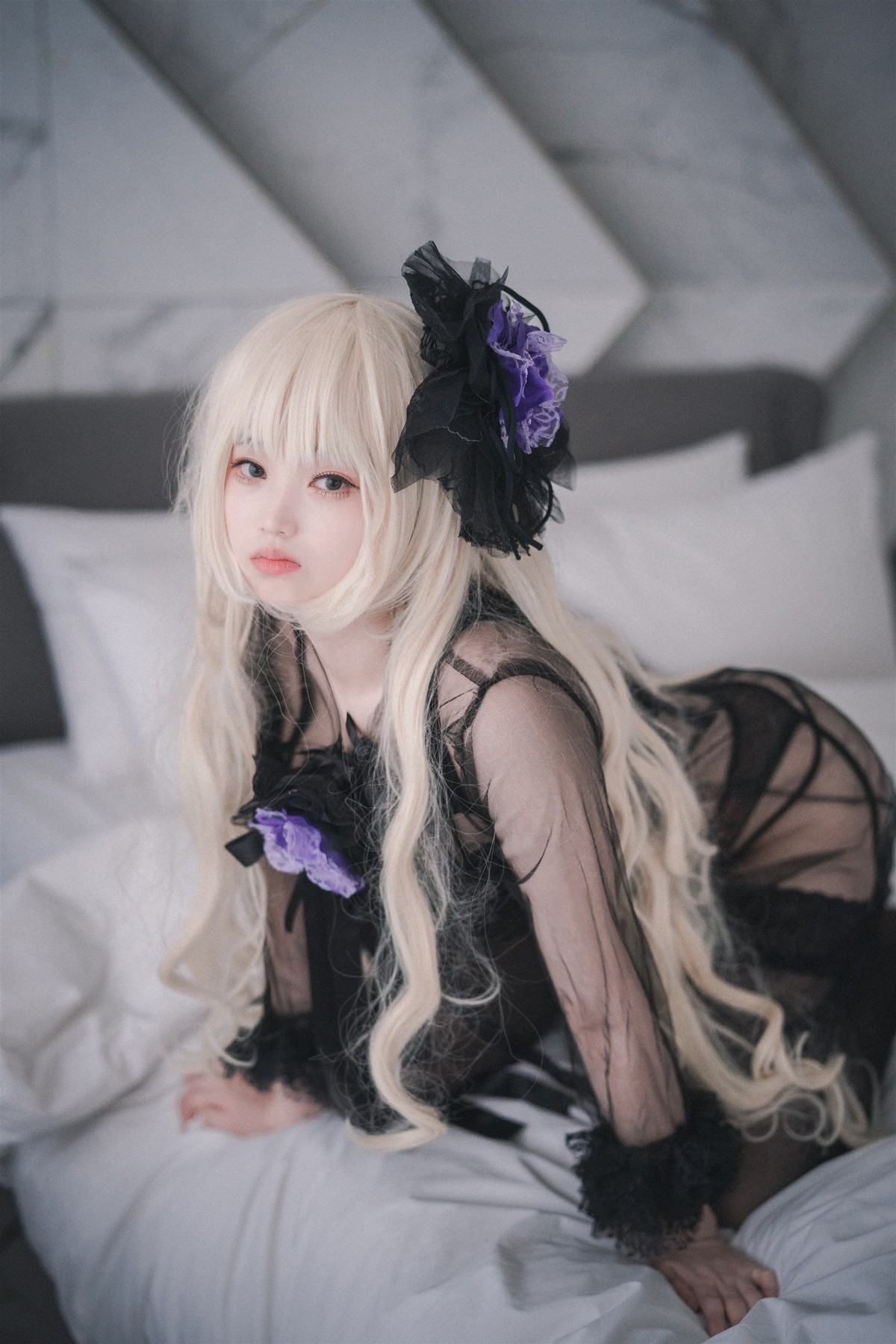 xgyw.top_[DJAWA]No.195_BamBi_Rita the Paradise Expulsion主题黑色内衣配蕾丝吊袜诱惑写真82P