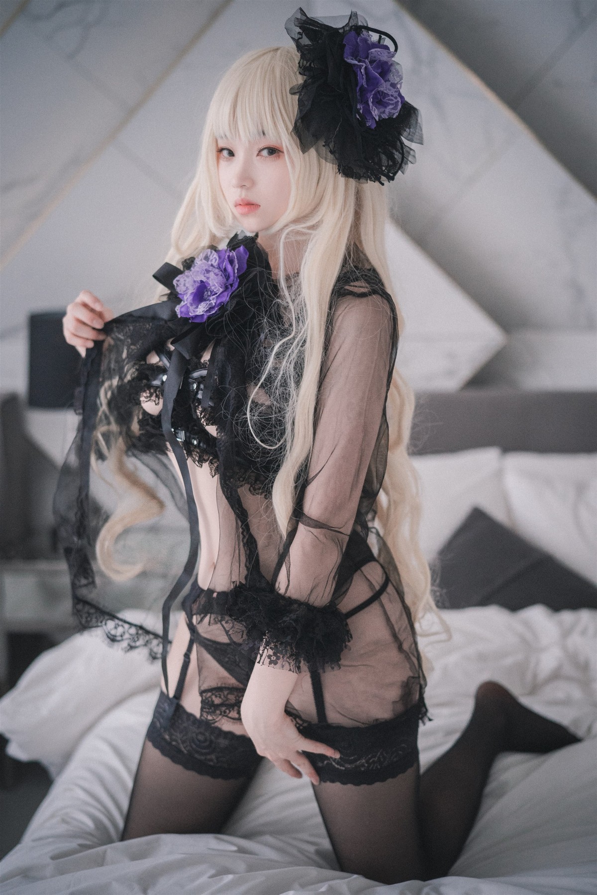 xgyw.top_[DJAWA]No.195_BamBi_Rita the Paradise Expulsion主题黑色内衣配蕾丝吊袜诱惑写真82P