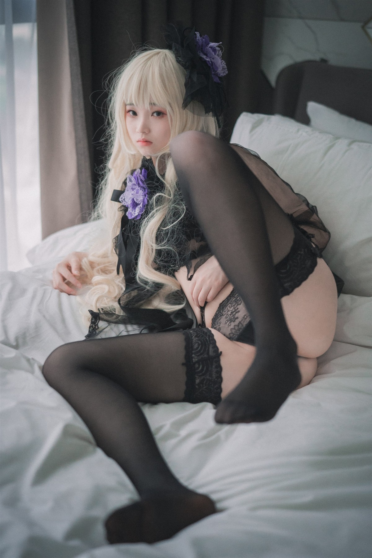 xgyw.top_[DJAWA]No.195_BamBi_Rita the Paradise Expulsion主题黑色内衣配蕾丝吊袜诱惑写真82P