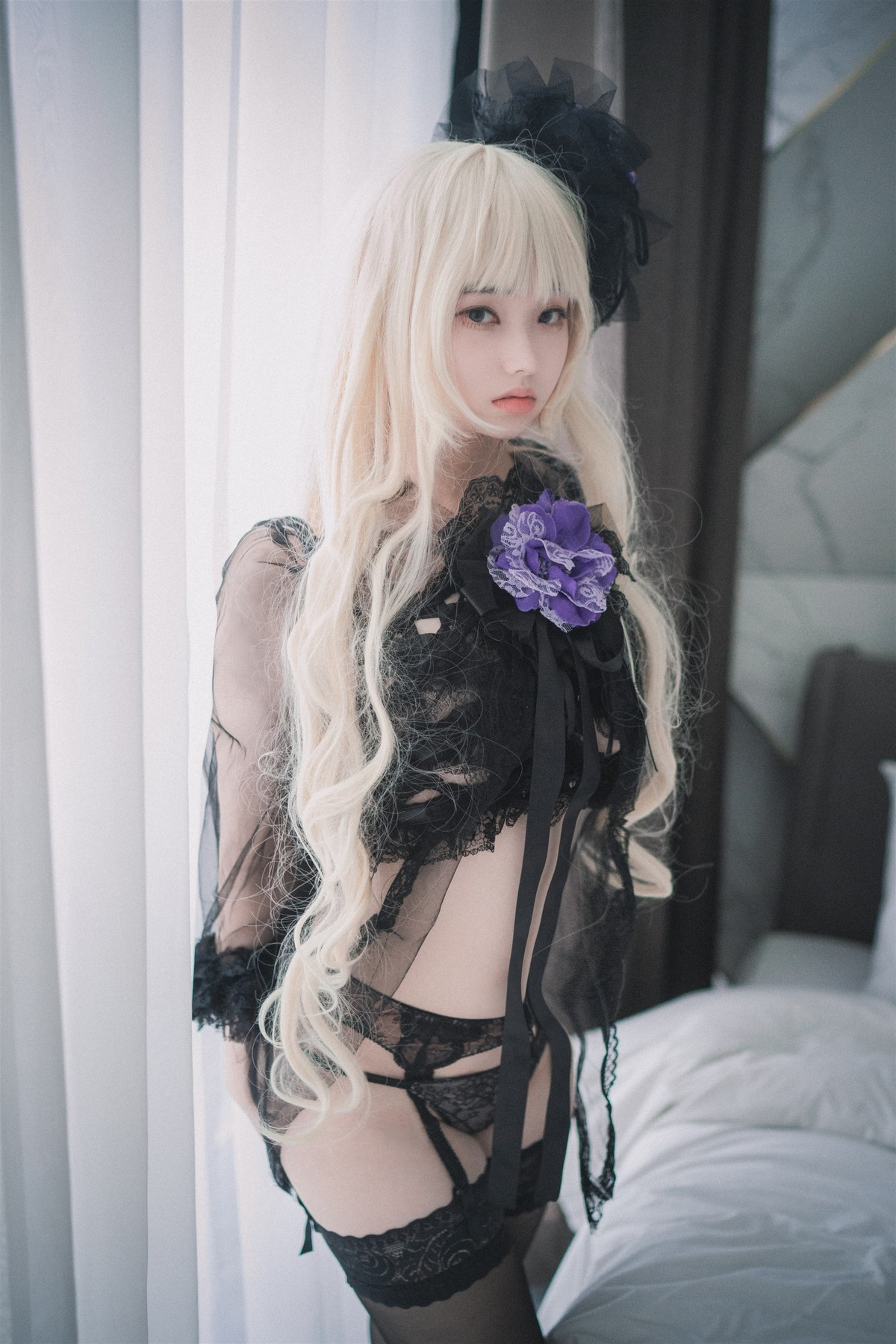 xgyw.top_[DJAWA]No.195_BamBi_Rita the Paradise Expulsion主题黑色内衣配蕾丝吊袜诱惑写真82P