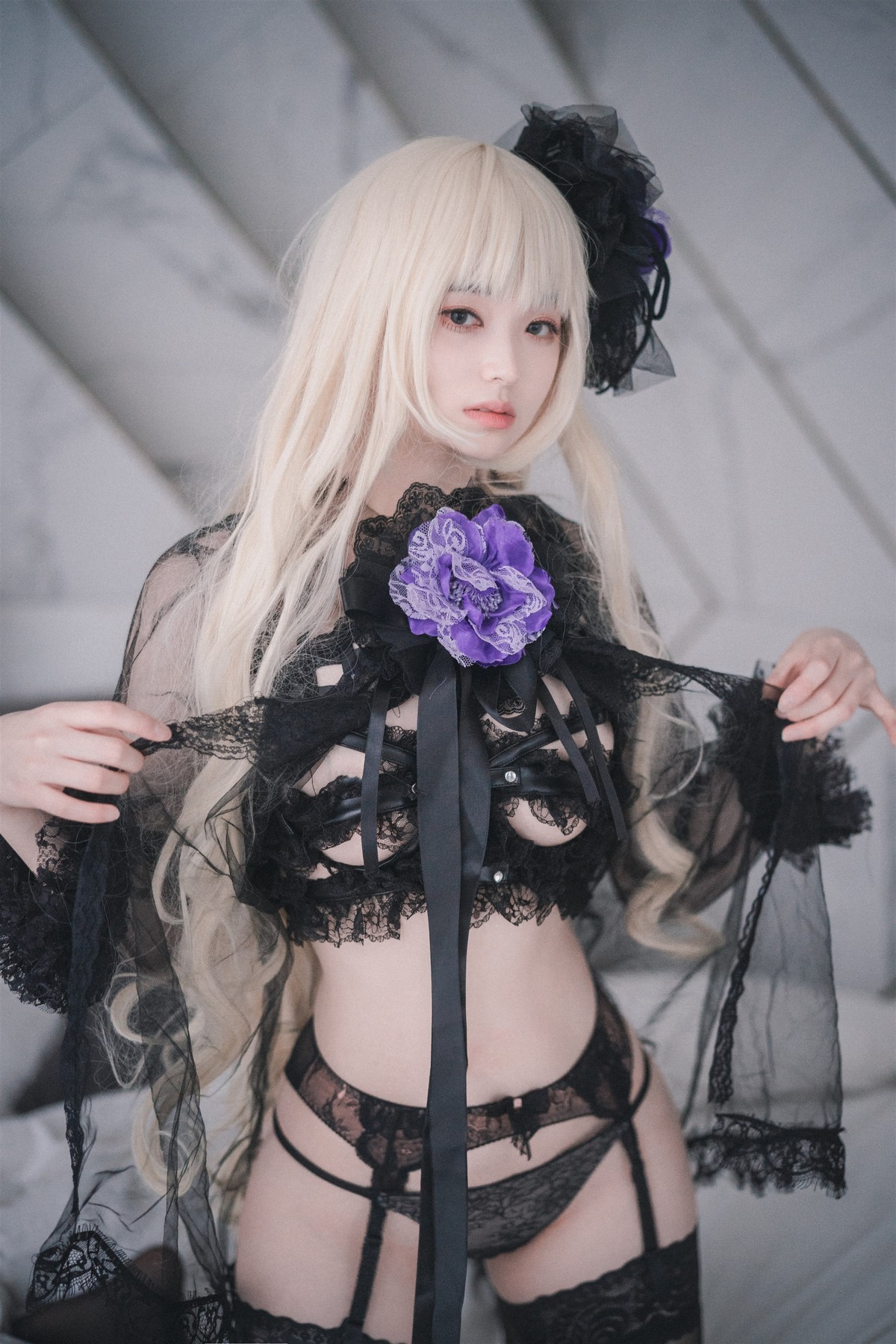 xgyw.top_[DJAWA]No.195_BamBi_Rita the Paradise Expulsion主题黑色内衣配蕾丝吊袜诱惑写真82P