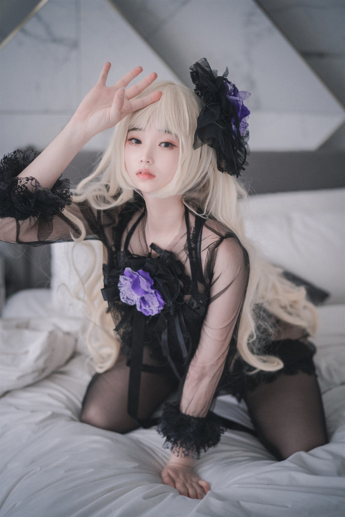 xgyw.top_[DJAWA]No.195_BamBi_Rita the Paradise Expulsion主题黑色内衣配蕾丝吊袜诱惑写真82P