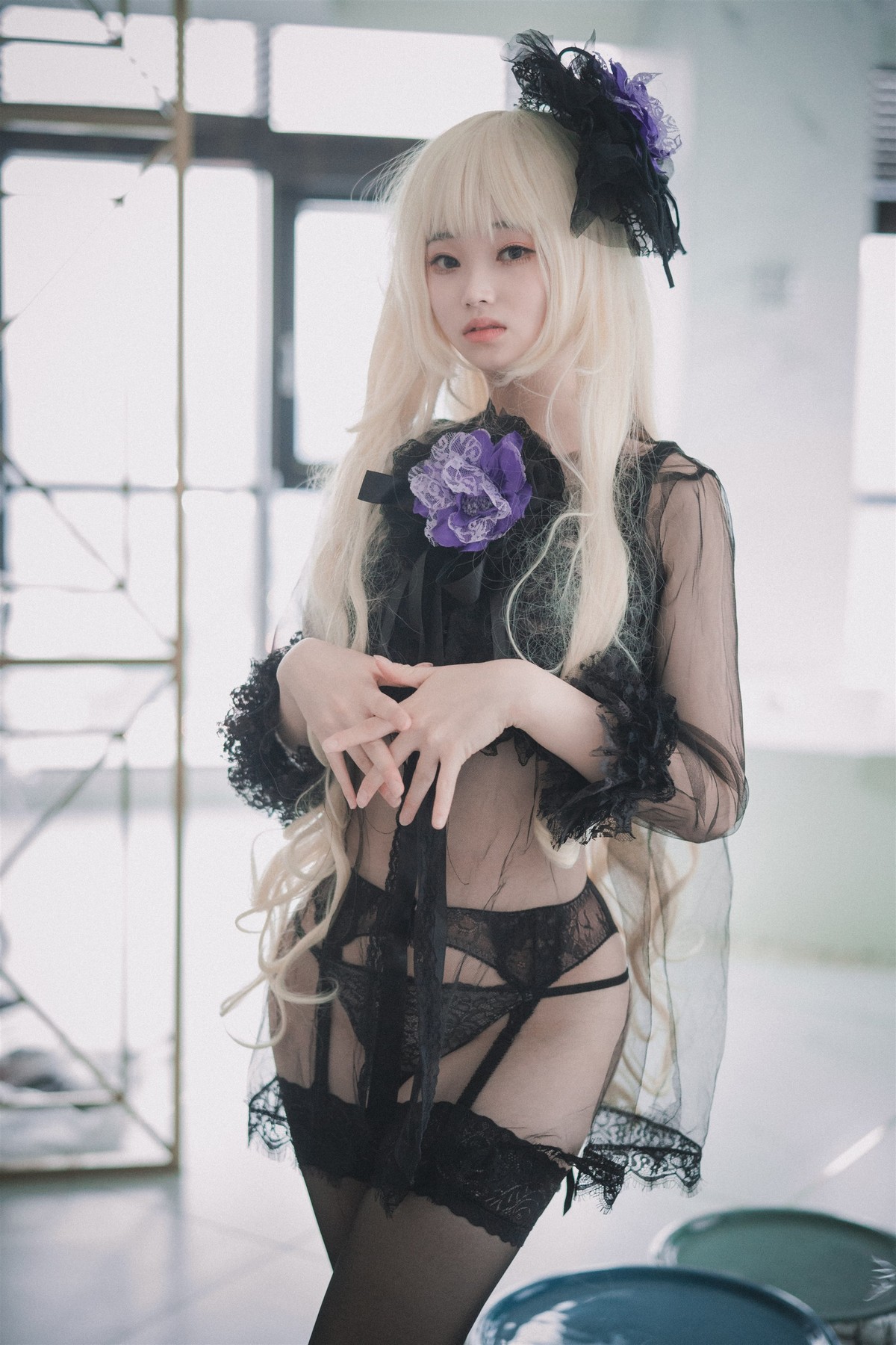 xgyw.top_[DJAWA]No.195_BamBi_Rita the Paradise Expulsion主题黑色内衣配蕾丝吊袜诱惑写真82P