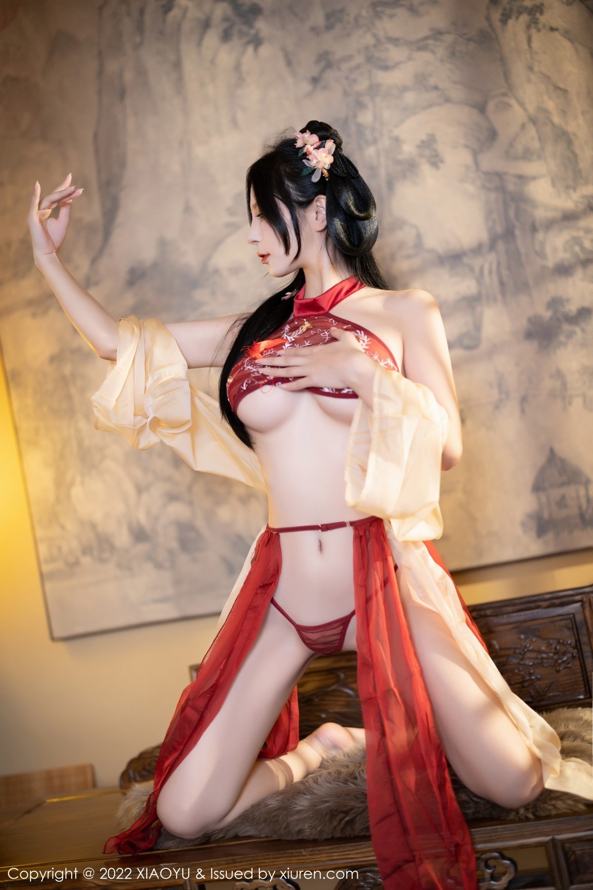 xgyw.top_[XiaoYu画语界]Vol.858_模特小蛮妖Yummy杭州旅拍红色丝绸古装服露白嫩肌肤诱惑写真81P