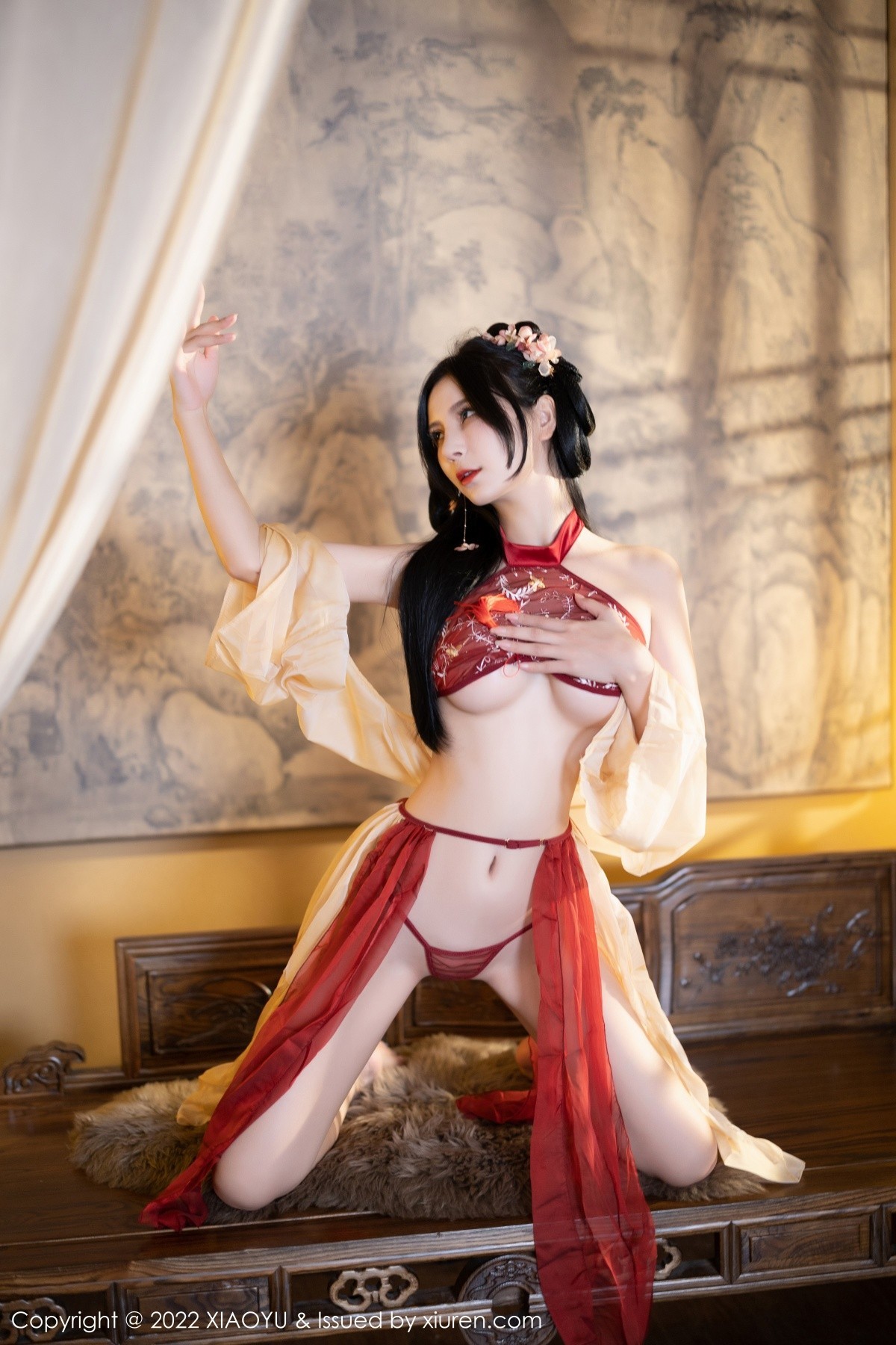 xgyw.top_[XiaoYu画语界]Vol.858_模特小蛮妖Yummy杭州旅拍红色丝绸古装服露白嫩肌肤诱惑写真81P
