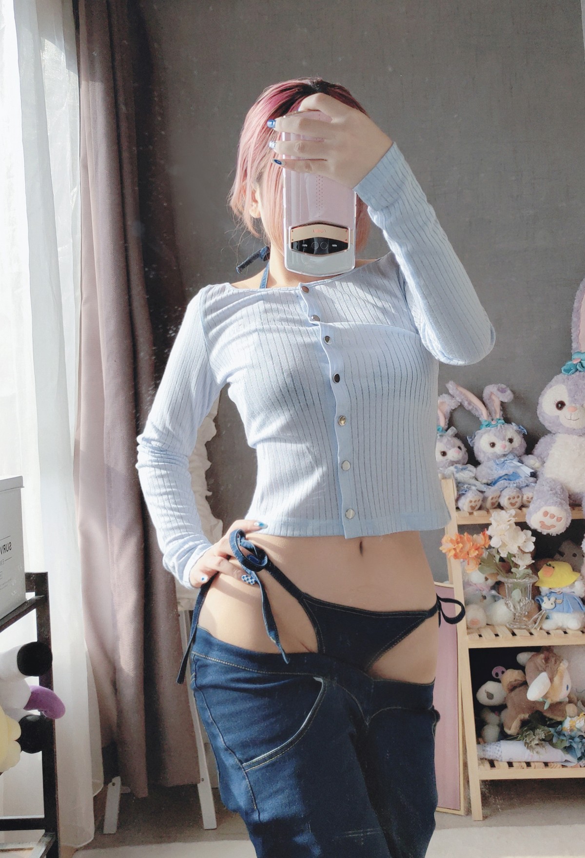 xgyw.top_Cosplay美女日奈娇牛仔裤自拍主题私房半脱露性感牛仔内衣秀完美身材诱惑写真50P