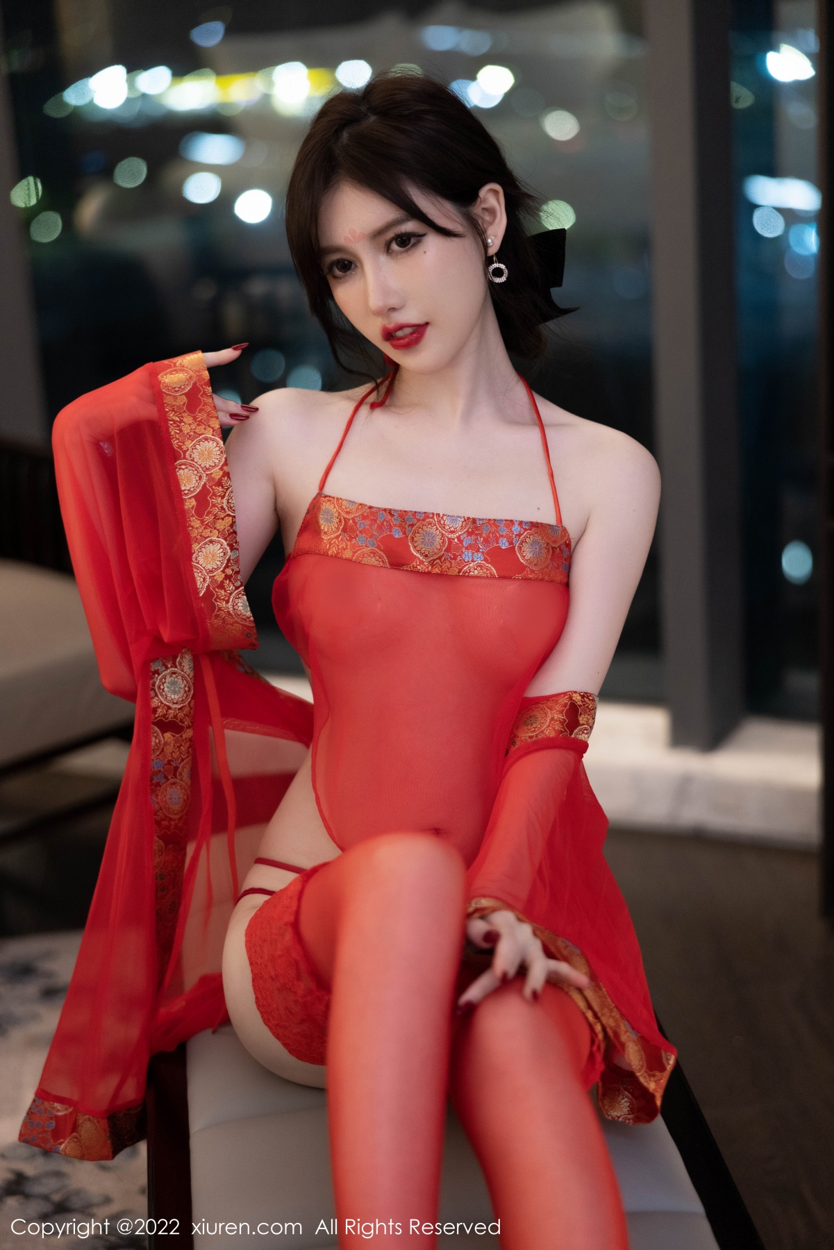 xgyw.top_XiuRen第5619期_模特美桃酱性感红色轻透薄纱古装透视秀白嫩肌肤惹火诱惑写真72P