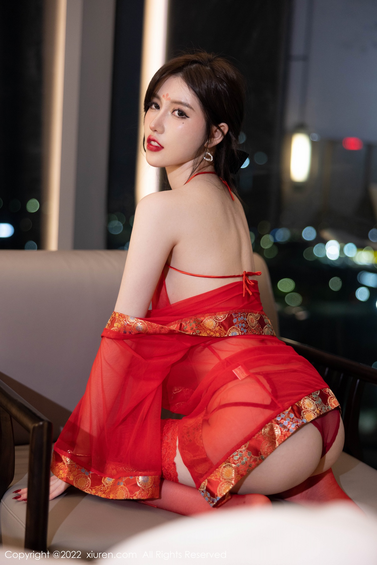 xgyw.top_XiuRen第5619期_模特美桃酱性感红色轻透薄纱古装透视秀白嫩肌肤惹火诱惑写真72P